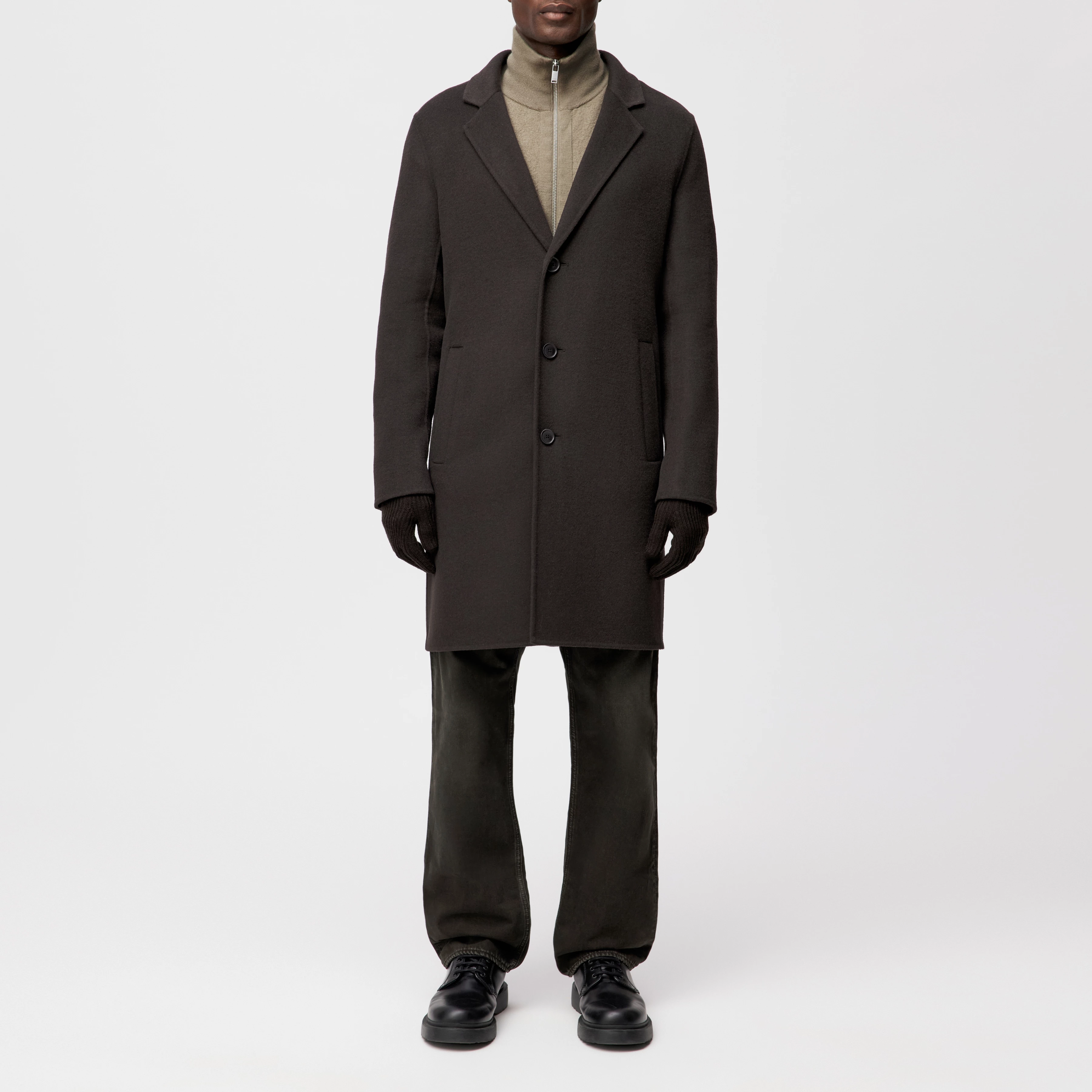 SKOLAN - Klassischer Blazermantel in Woll-Doubleface - Herren - braun - Frontansicht