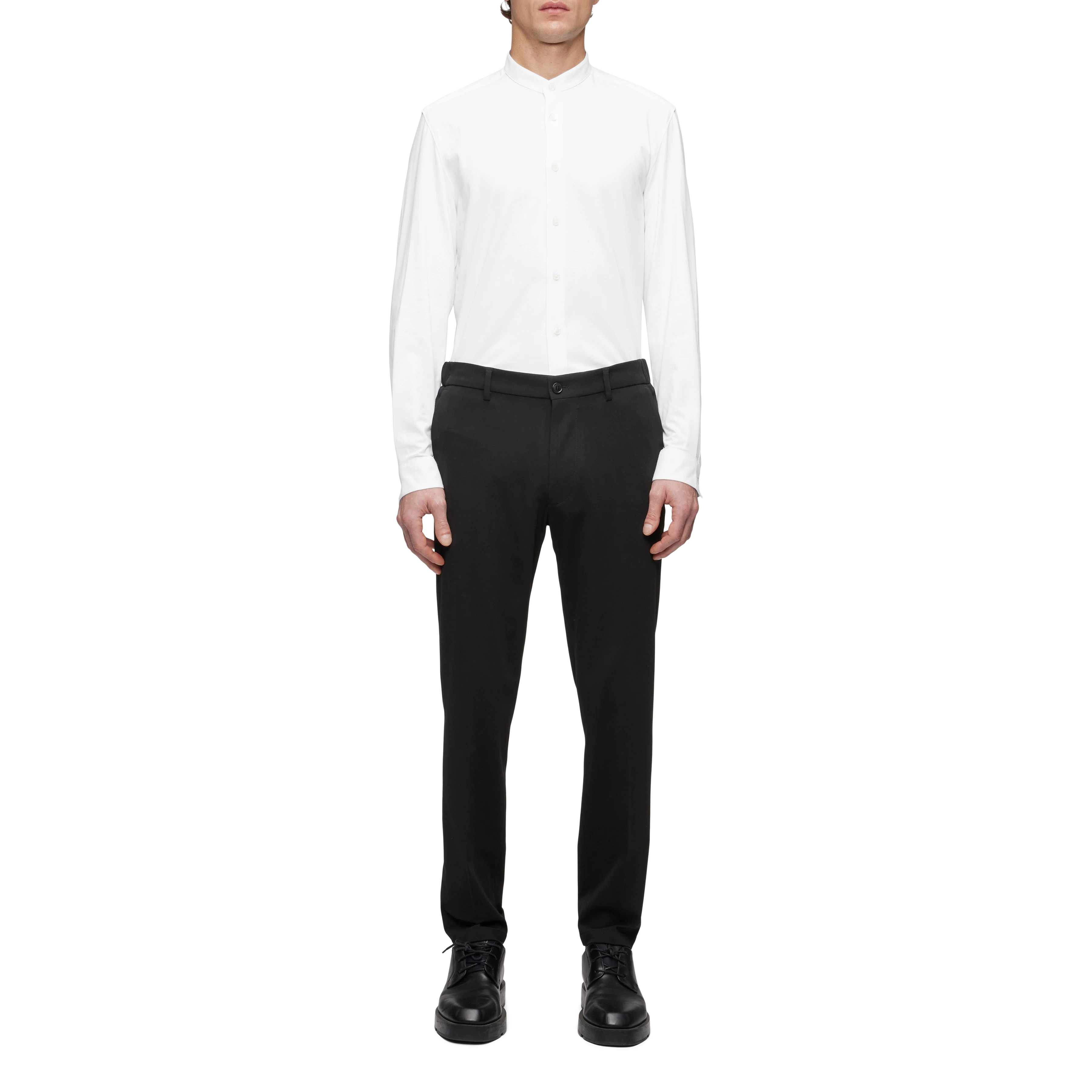 TIO - Slim fit overhemd van elastisch katoen - heren - wit - Ganzkörper-Frontansicht