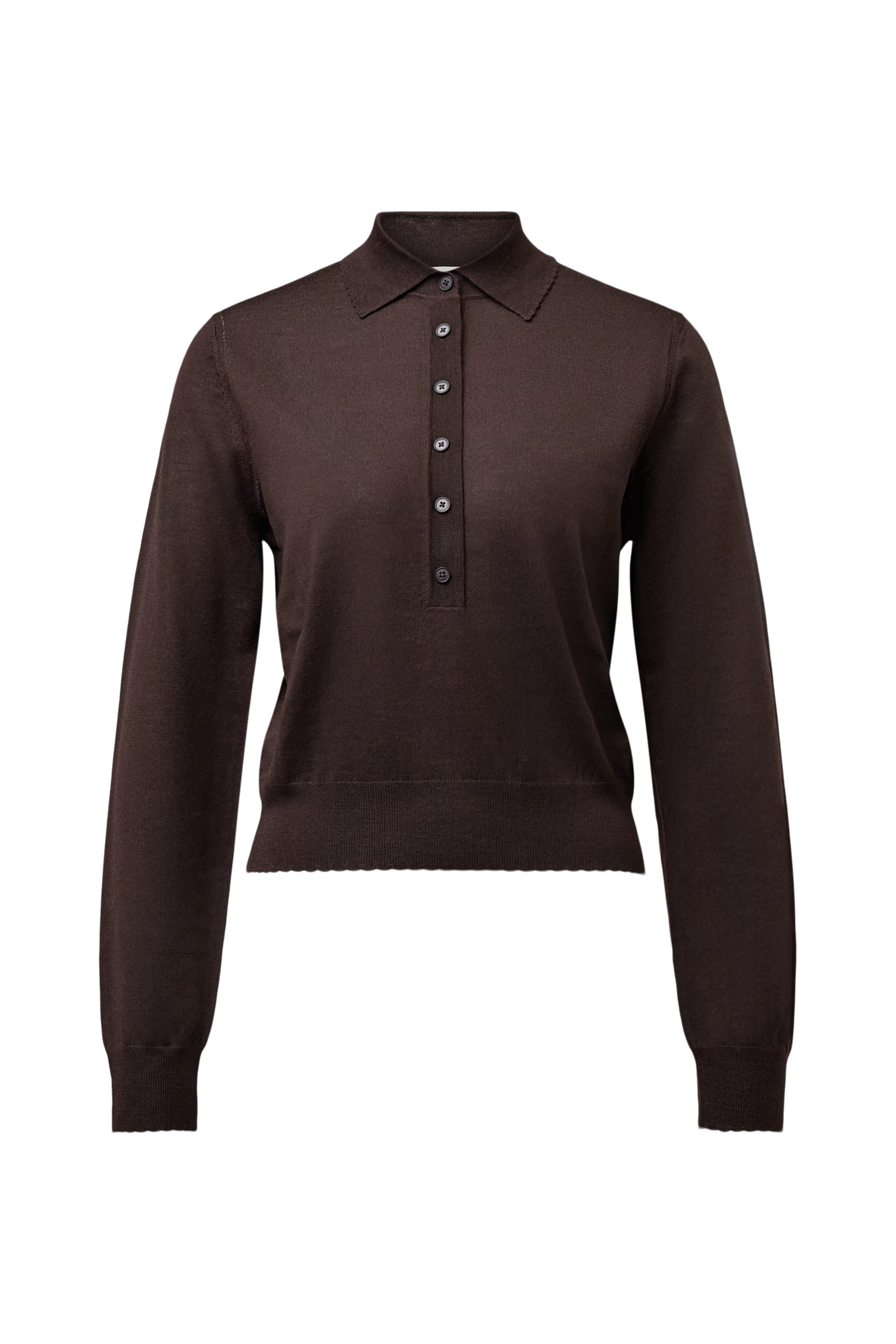 MYNERVA - Pure wool knit polo shirt - women - brown - Freisteller Frontansicht