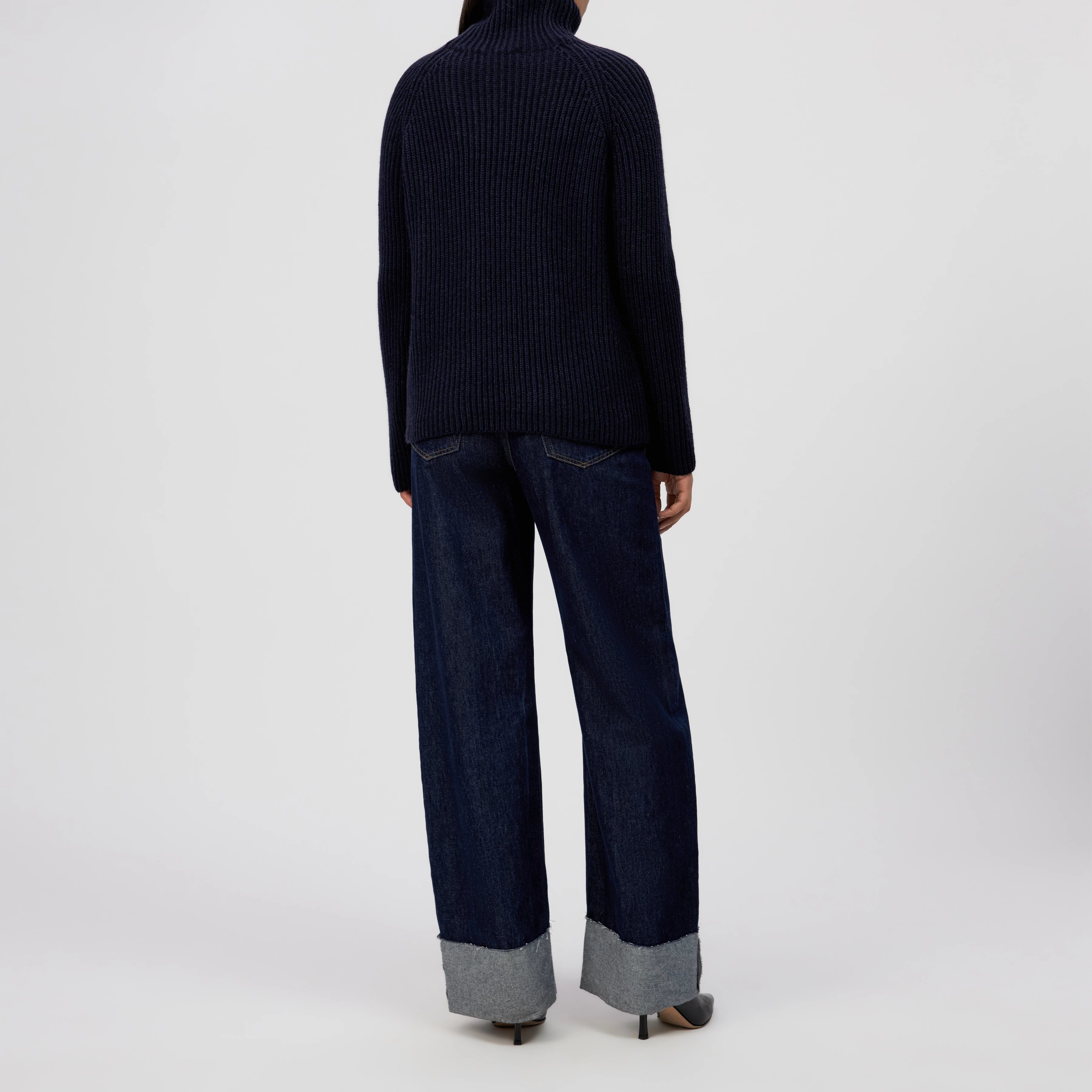 ARWEN - Turtleneck jumper in wool and alpaca blend - women - blue - Rückansicht