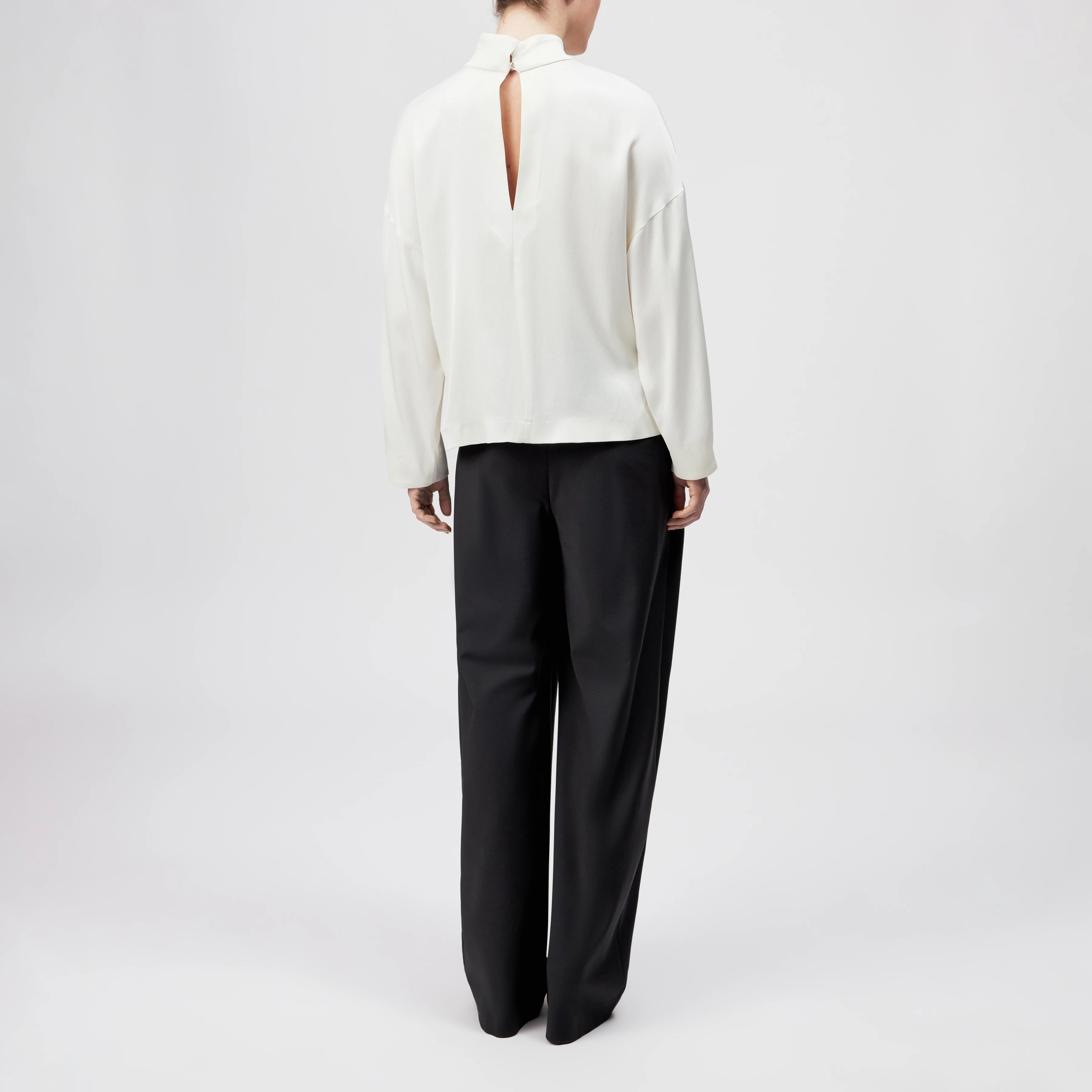 ALVARA - Satin blouse with stand-up collar - women - off white - Rückansicht
