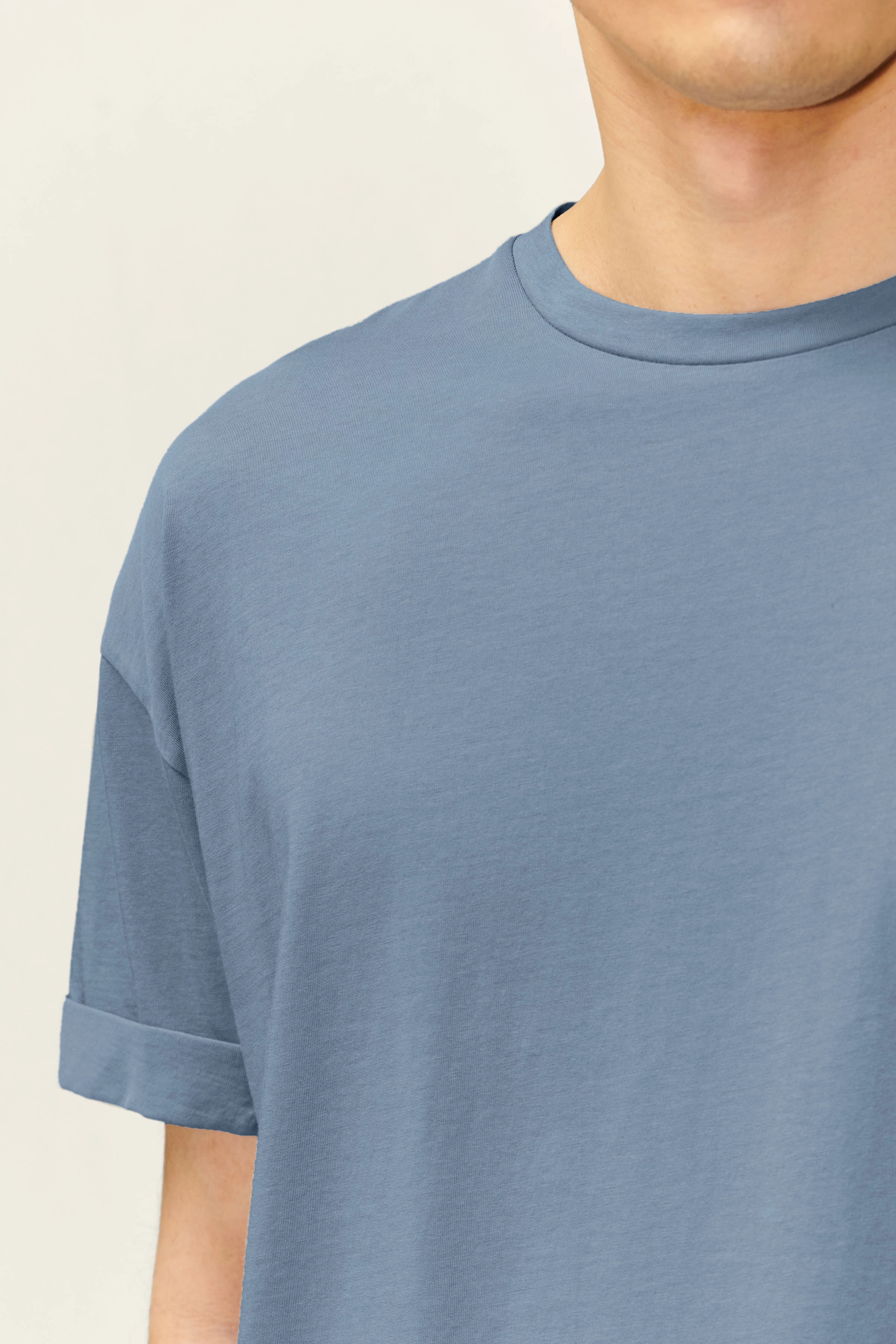 THILO - relaxed fit cotton T-Shirt - men - blue - Seitenansicht