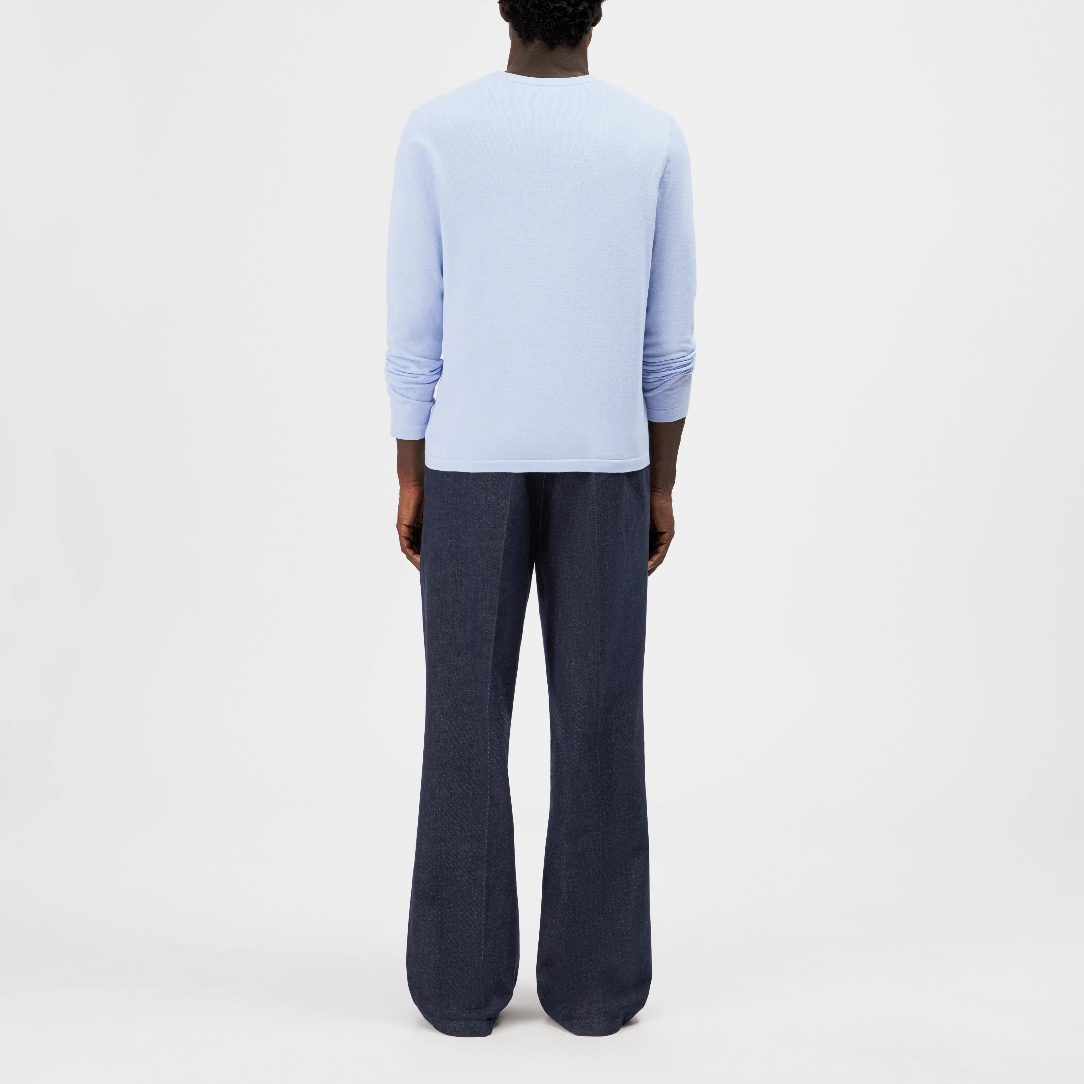 IRMINO - Long sleeve in pure cotton - men - blue - Rückansicht
