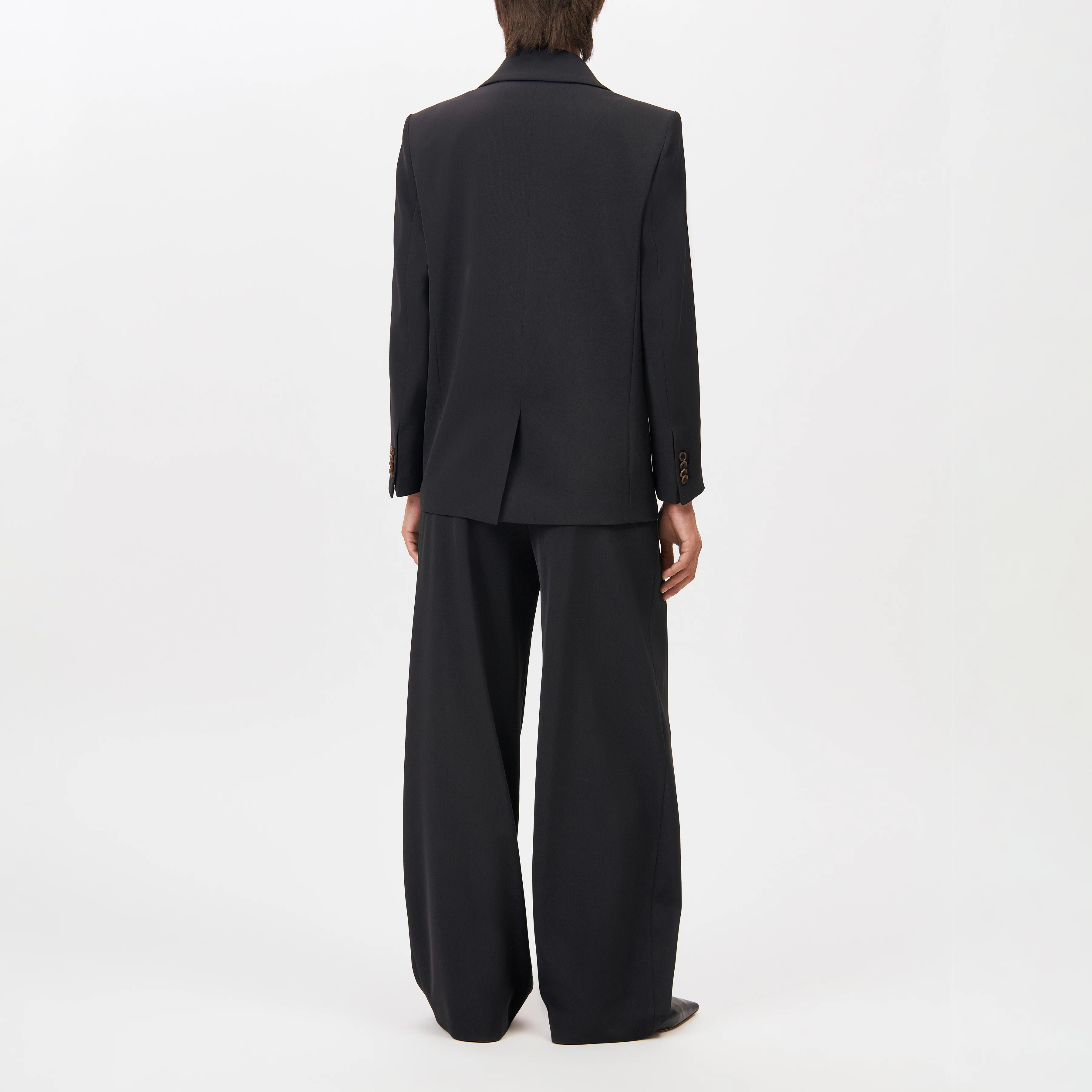 HADLOW - Double-breasted twill blazer with lapels - women - black - Rückansicht