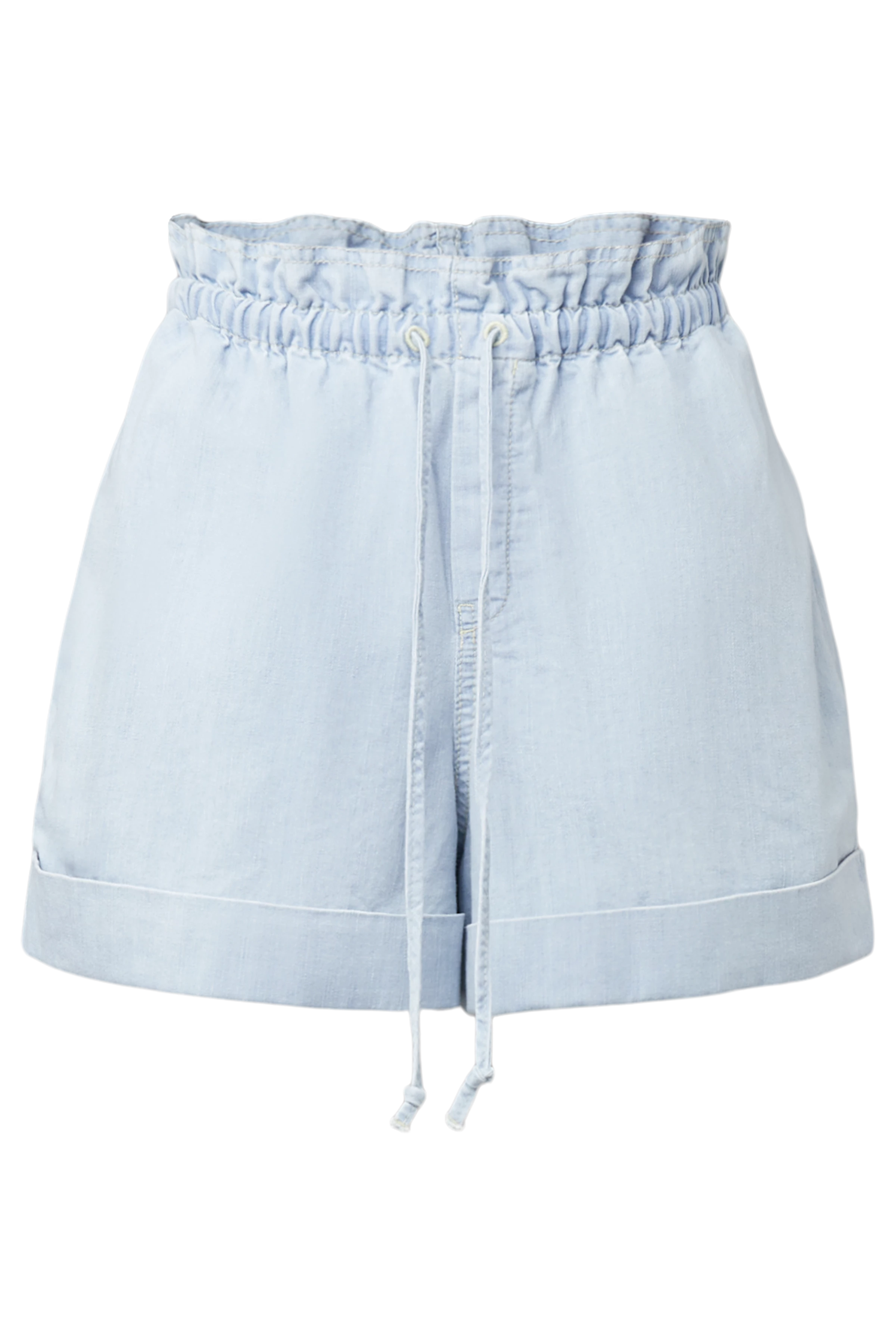 EDICT - Relaxed Fit Paperbag-Shorts in Denim Optik - Damen - blau - Freisteller Frontansicht