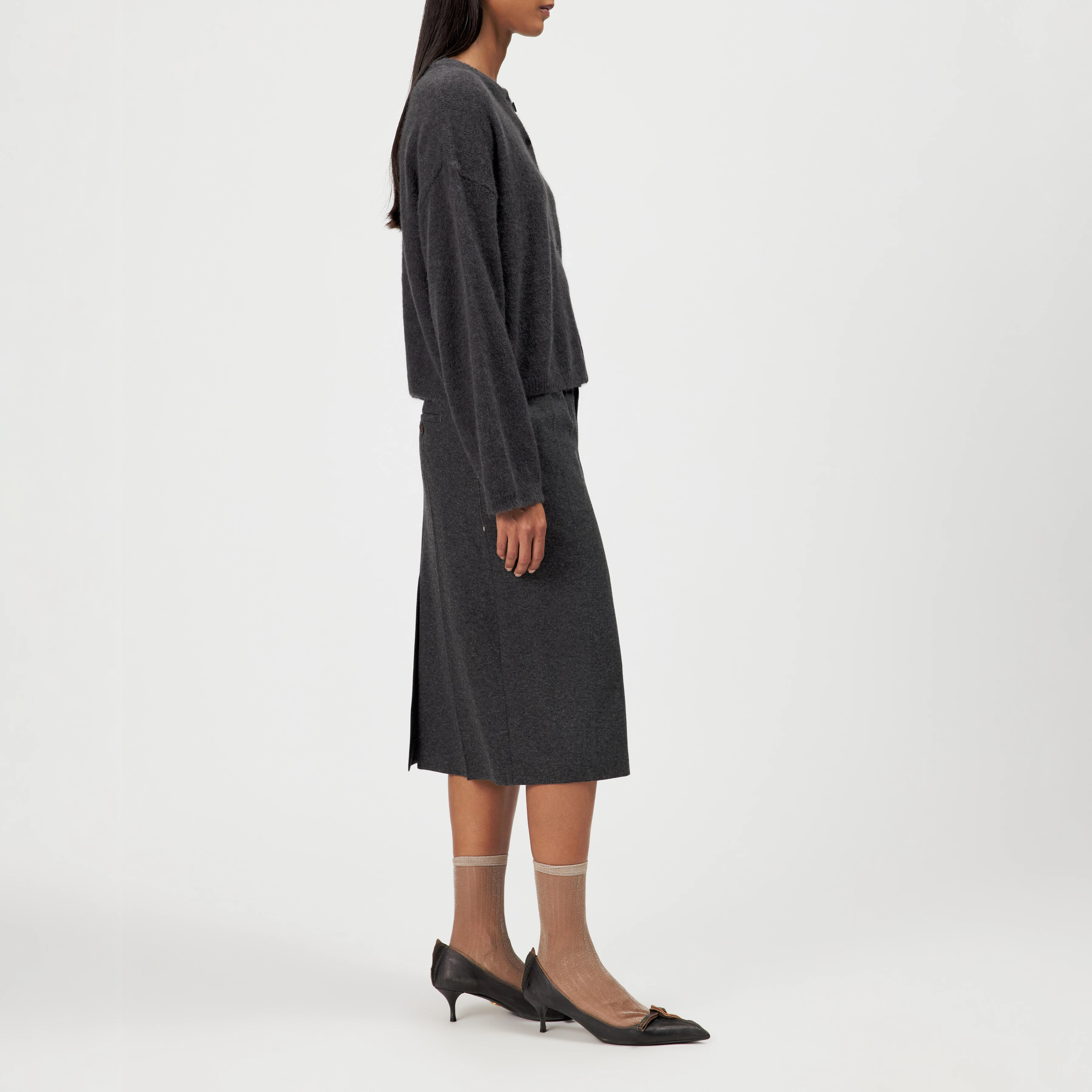 MARWENI - Oversized alpaca-blend cardigan - women - grey - Seitenansicht