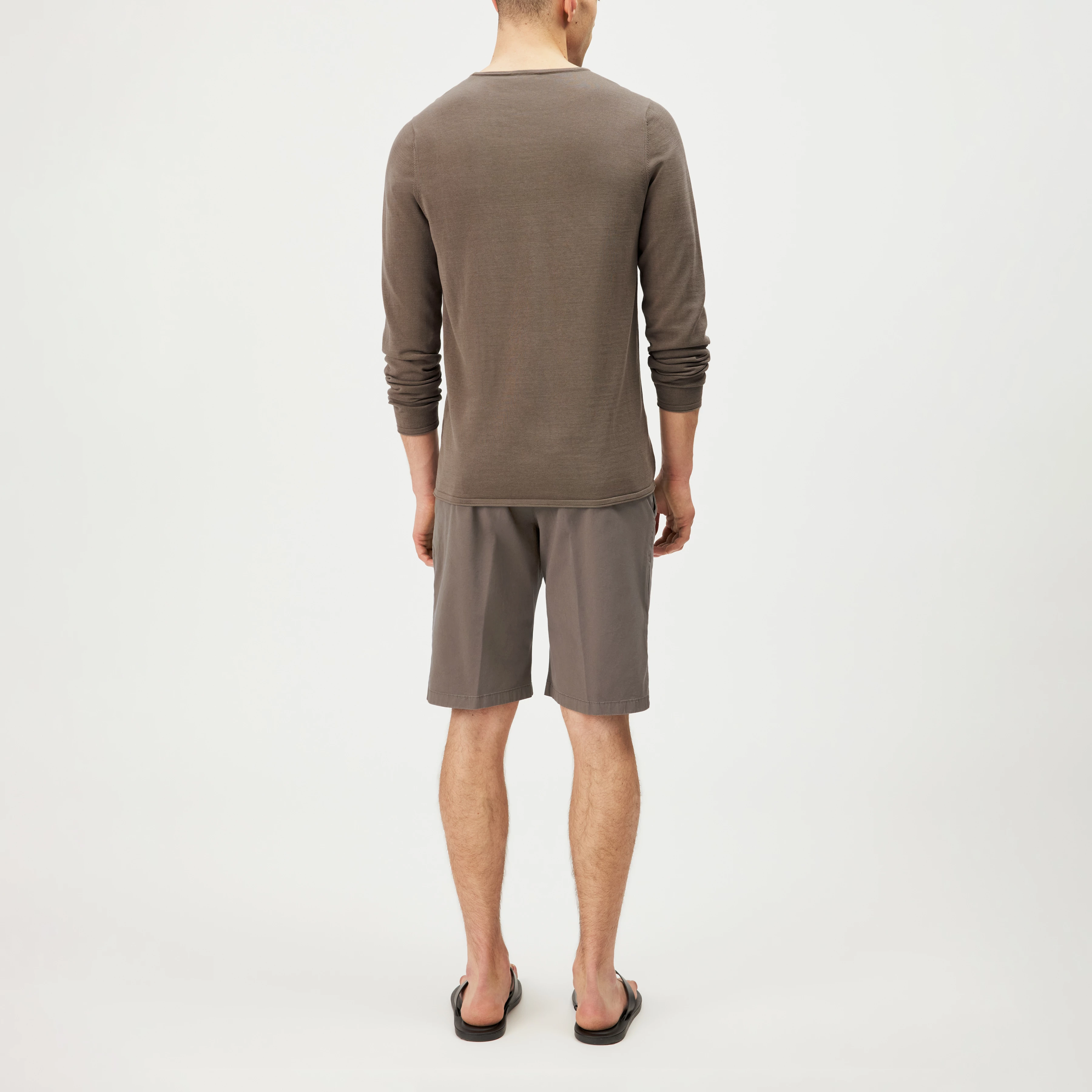 RIKONO - Knitted jumper in clean cotton - men - brown - Rückansicht