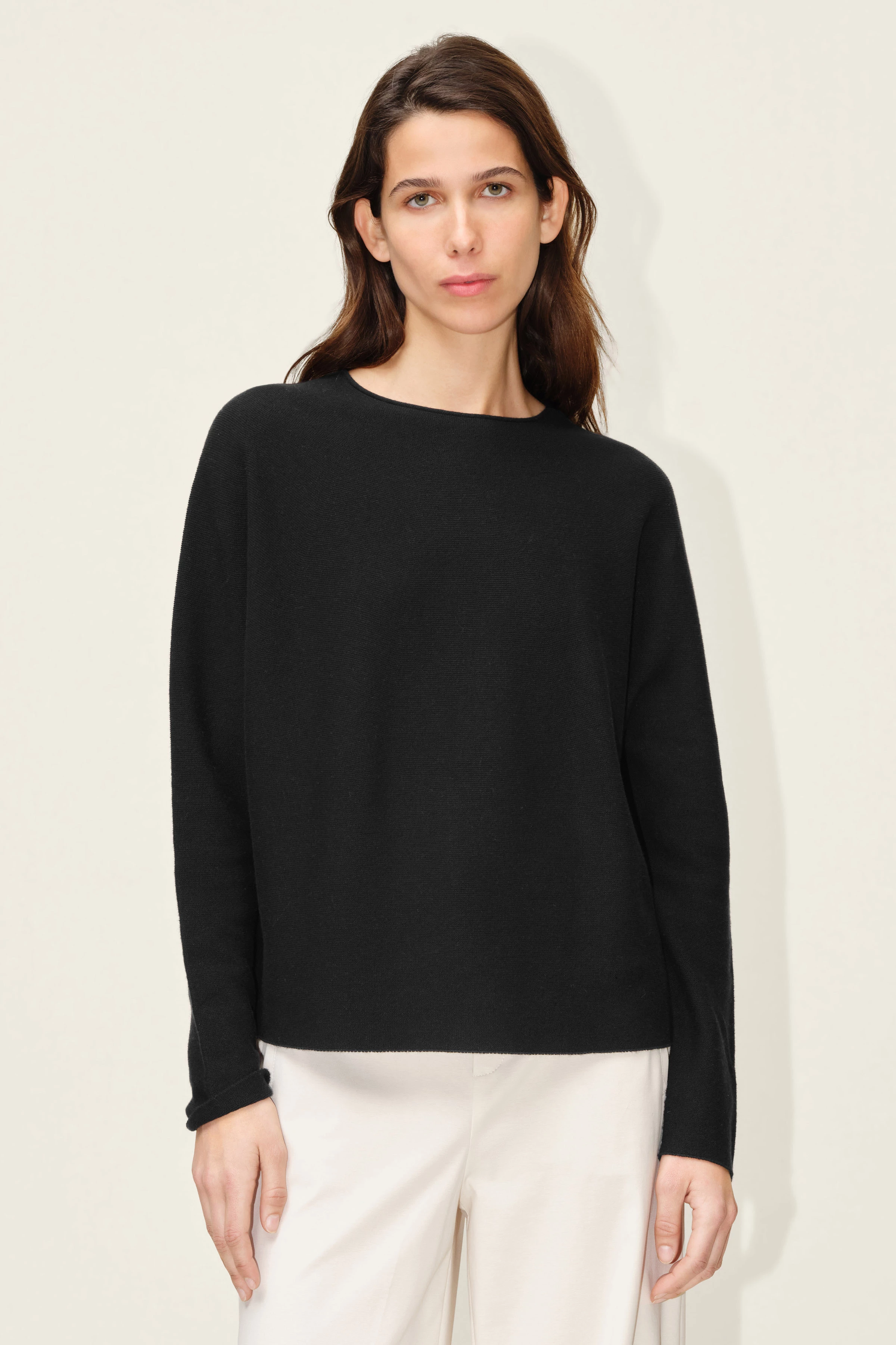 MAILA - Pullover aus Baumwoll-Cashmere-Mix - Damen - schwarz - Frontansicht