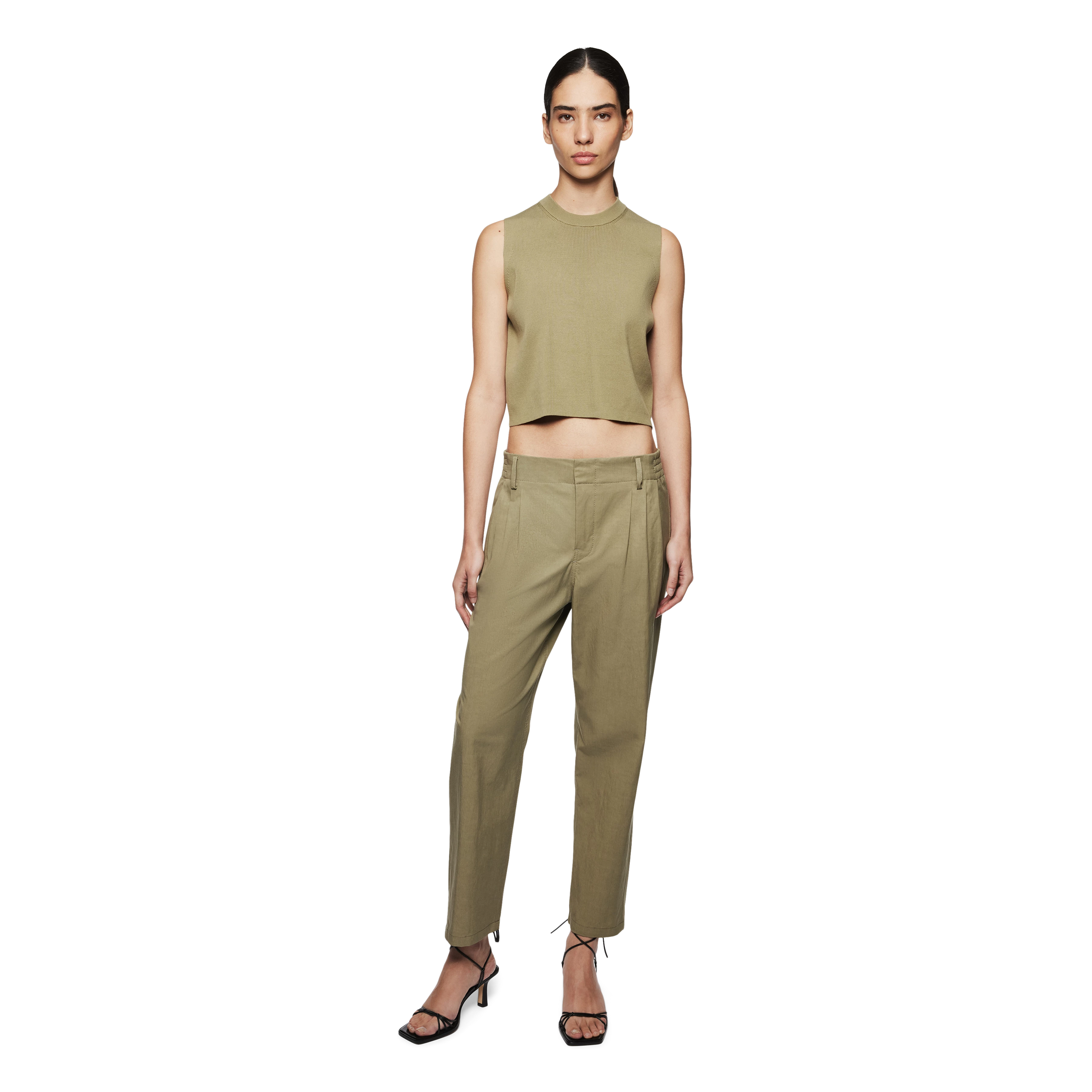 DISPATCH_0 - Pantalon à pinces en gabardine - women - vert - Ganzkörper-Frontansicht