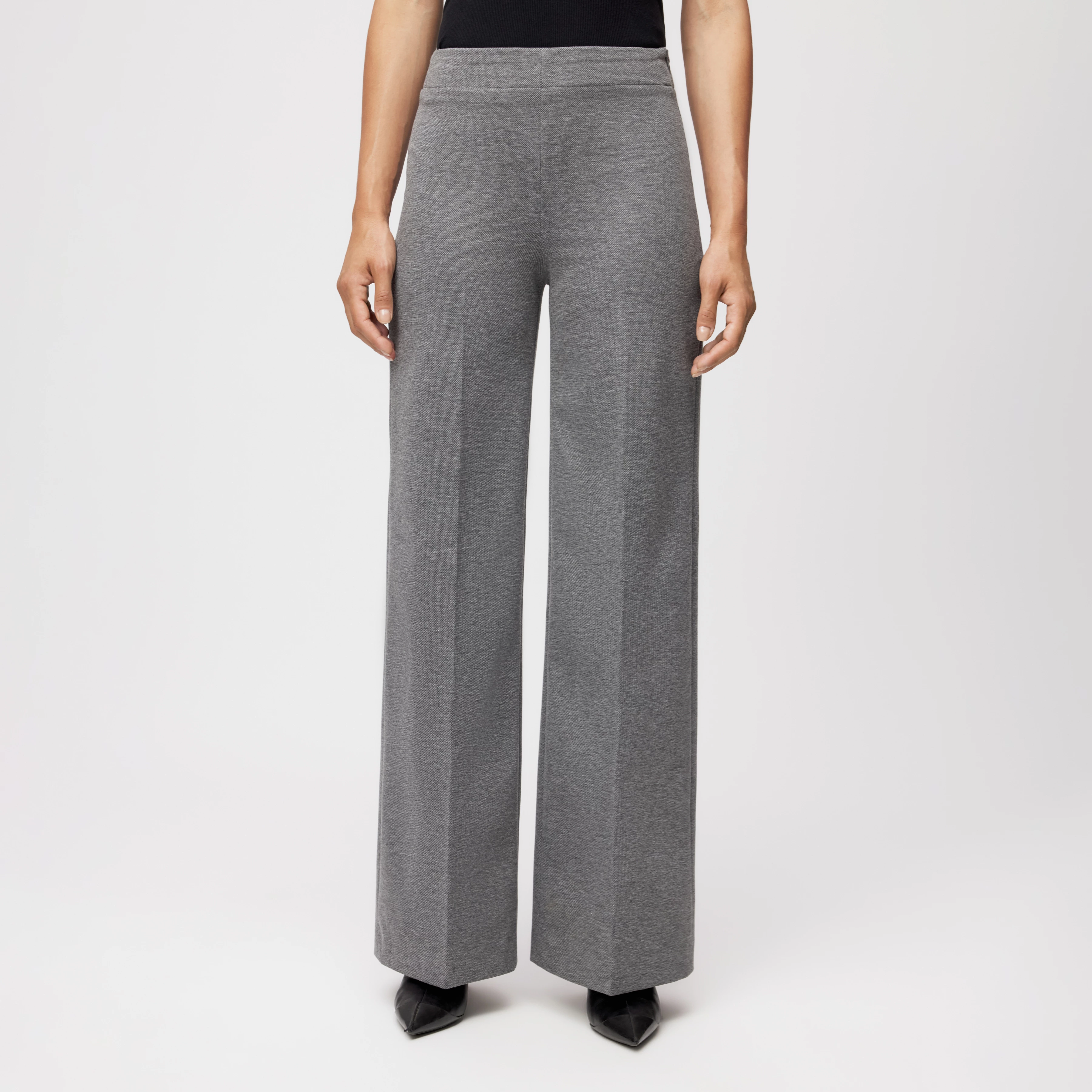 BEFORE - Marlenehose in Jersey mit Dessin - Damen - grau - Frontansicht