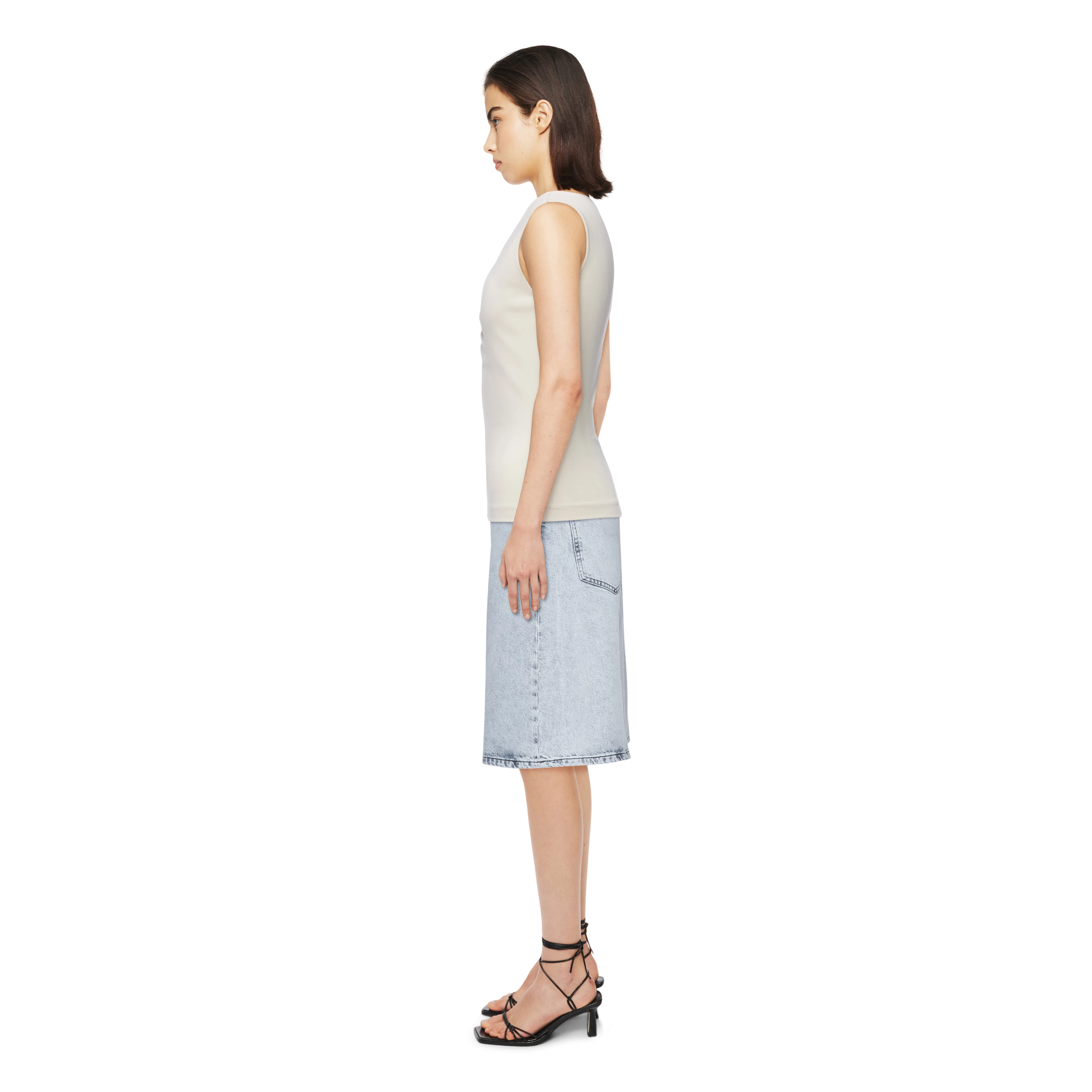 MERIAM - Jersey Top mit Raffung in Lyocell-Mix - Damen - beige - Seitenansicht