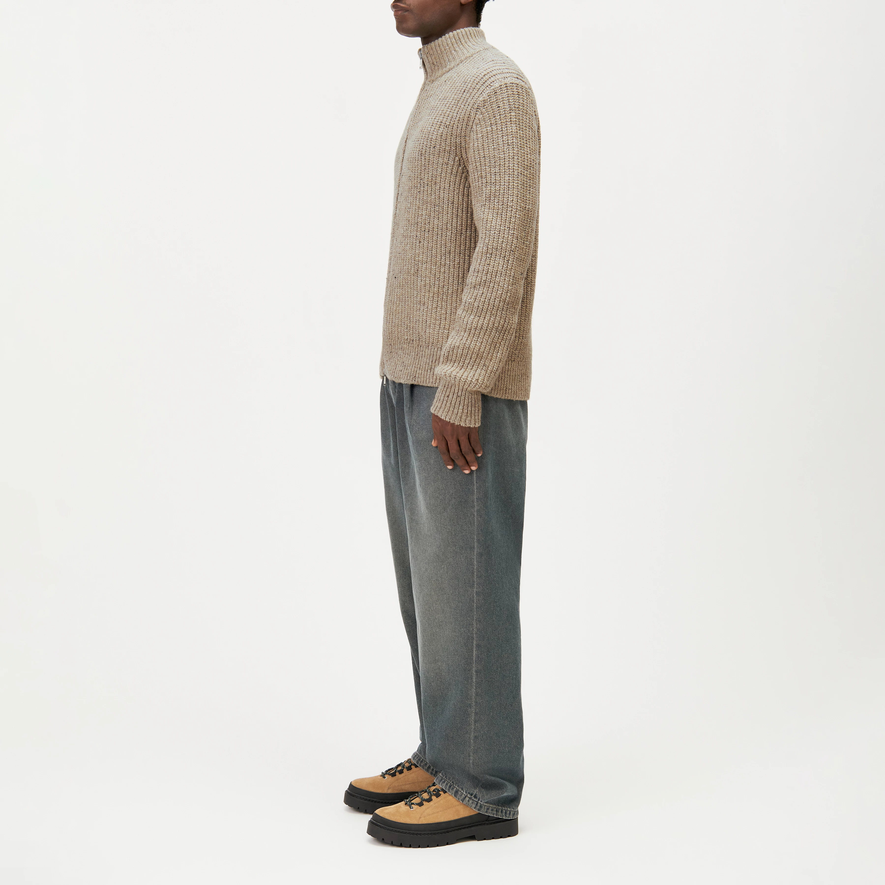 ANTONIO - Wool-blend cardigan - men - beige - Seitenansicht