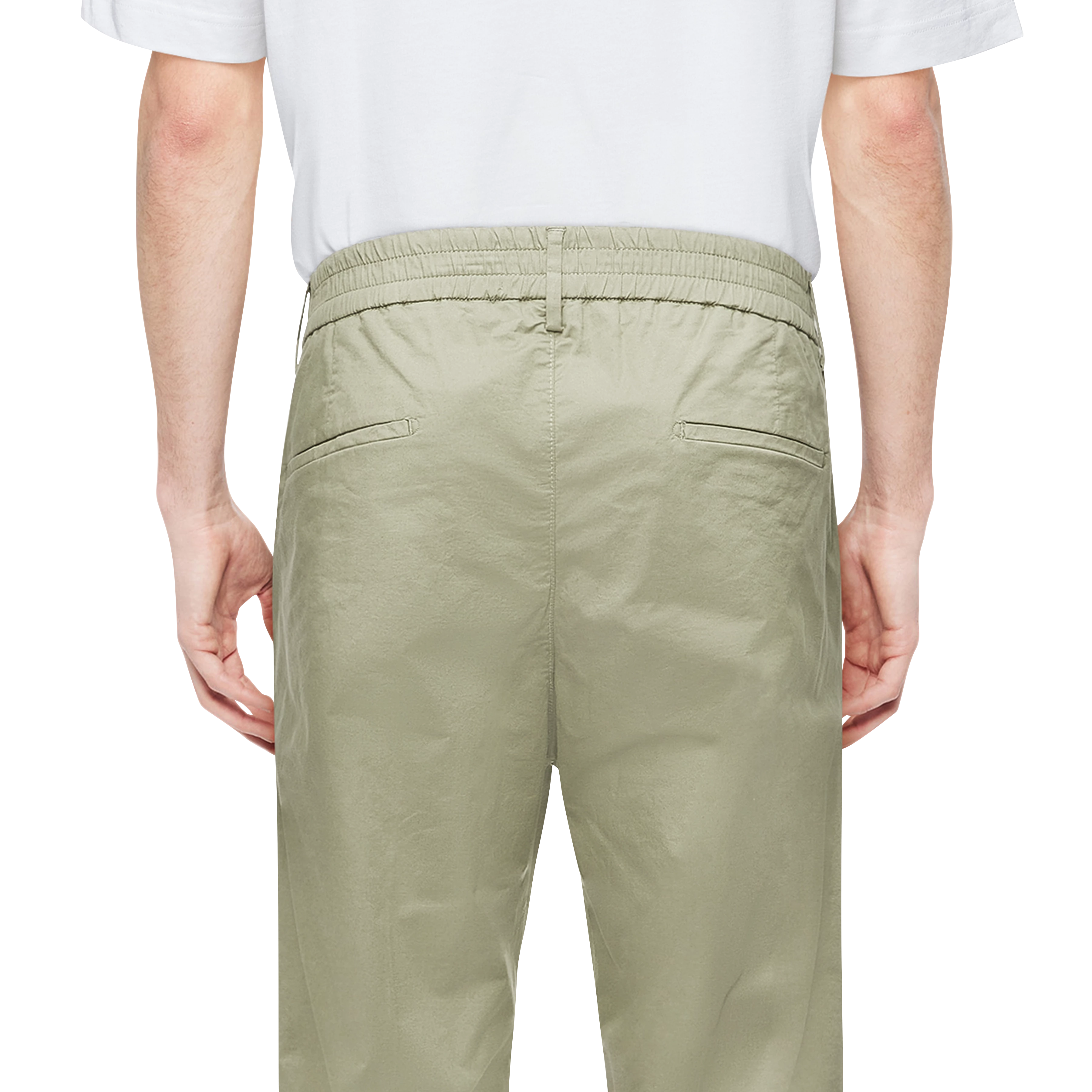 CHASY_RGLR - Casual broek met plooi in katoen gabardine - heren - groen - Detailansicht am Model