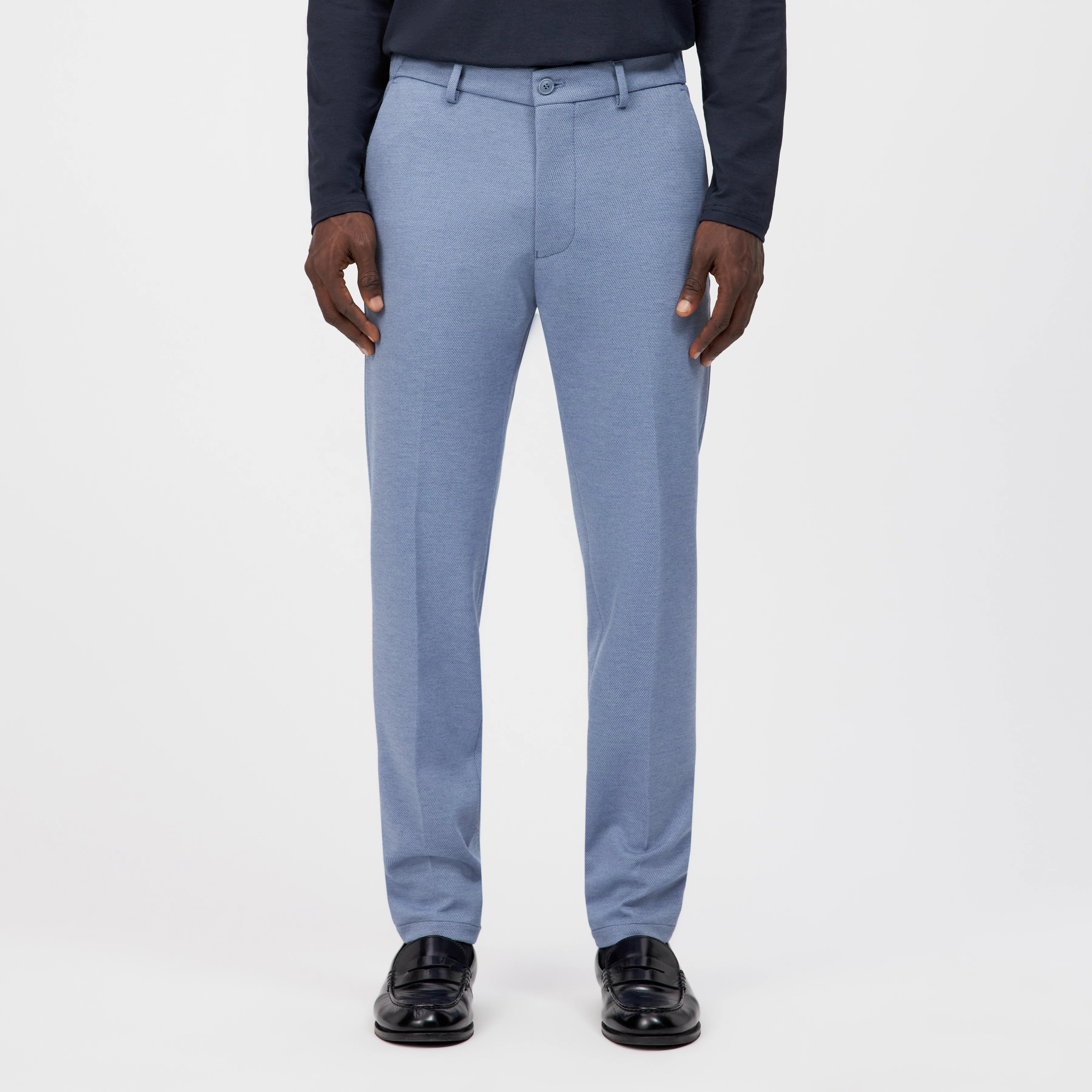AJEND_SK - Ready-made slim fit trousers in jersey - men - blue - Frontansicht