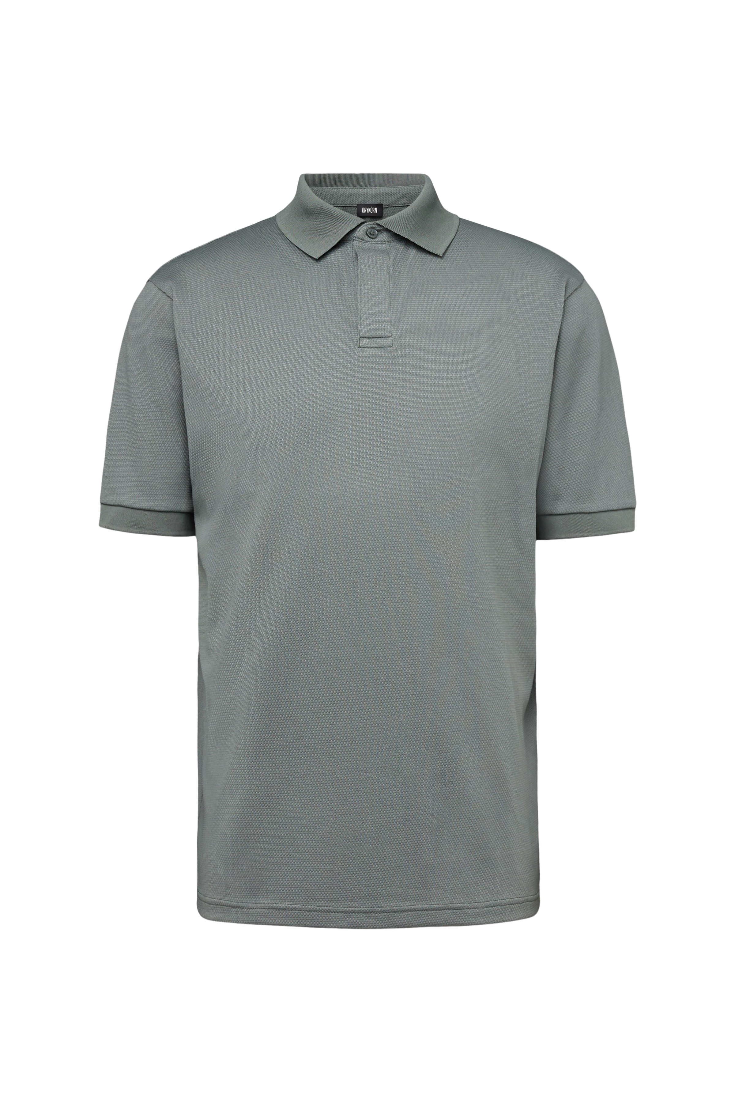 SANTOS - Classic regular fit polo in piqué structure - men - green - Freisteller Frontansicht
