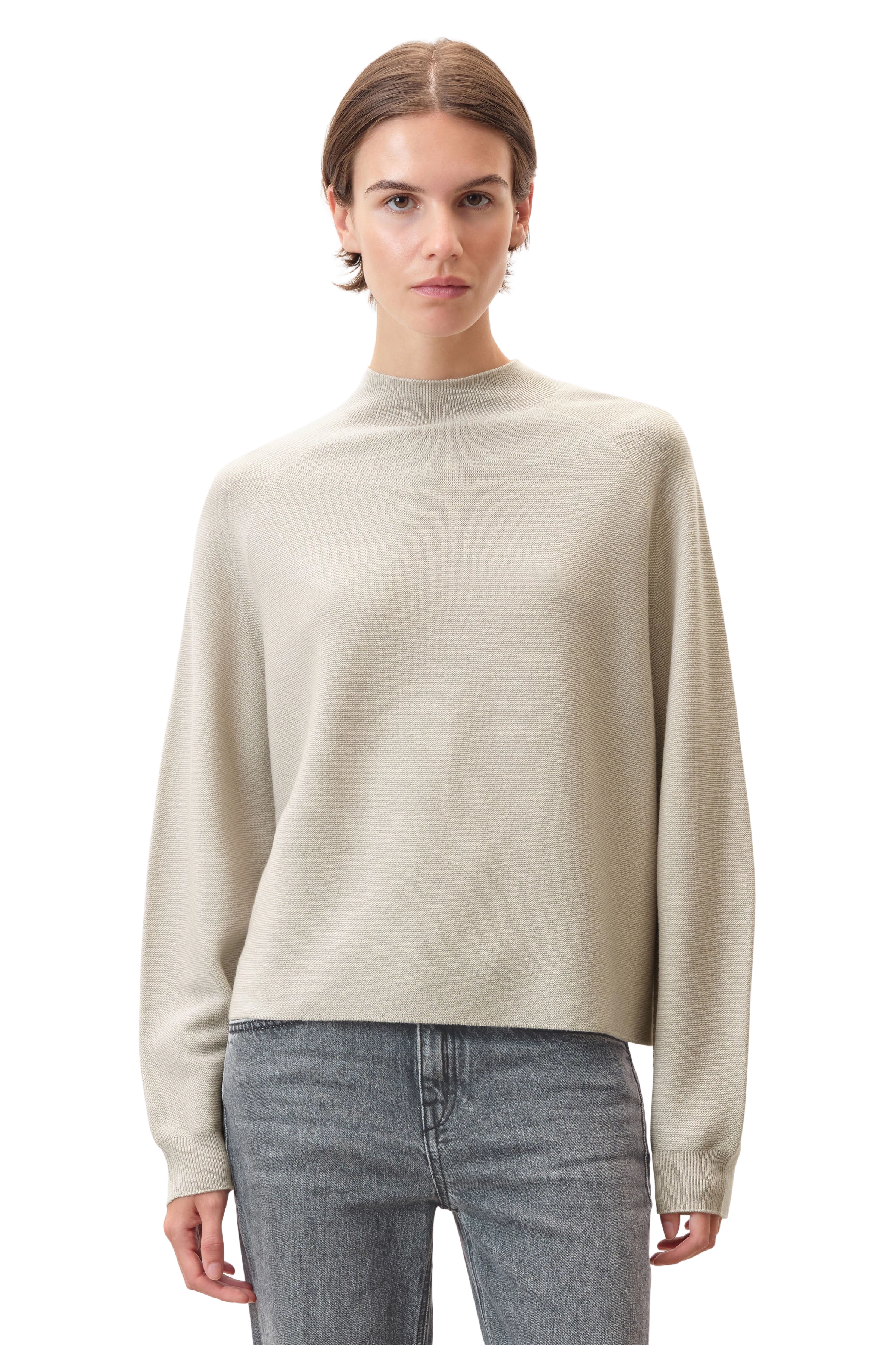 LOTIAMI - Verkürzter Pullover in 100% Merinowolle - Damen - beige - Frontansicht