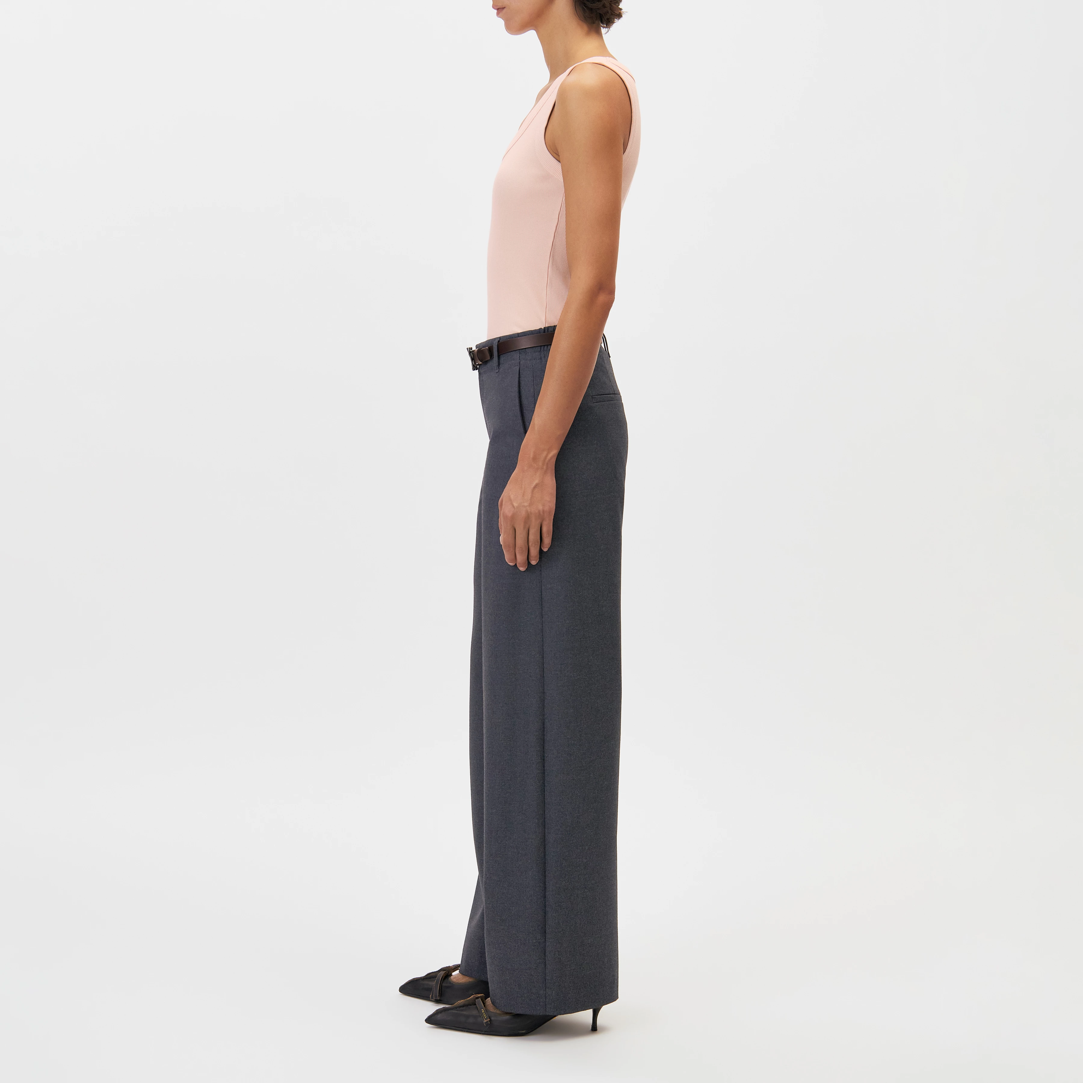 TAVIRA - Ribbed tank top with feminine round neckline - women - orange - Seitenansicht