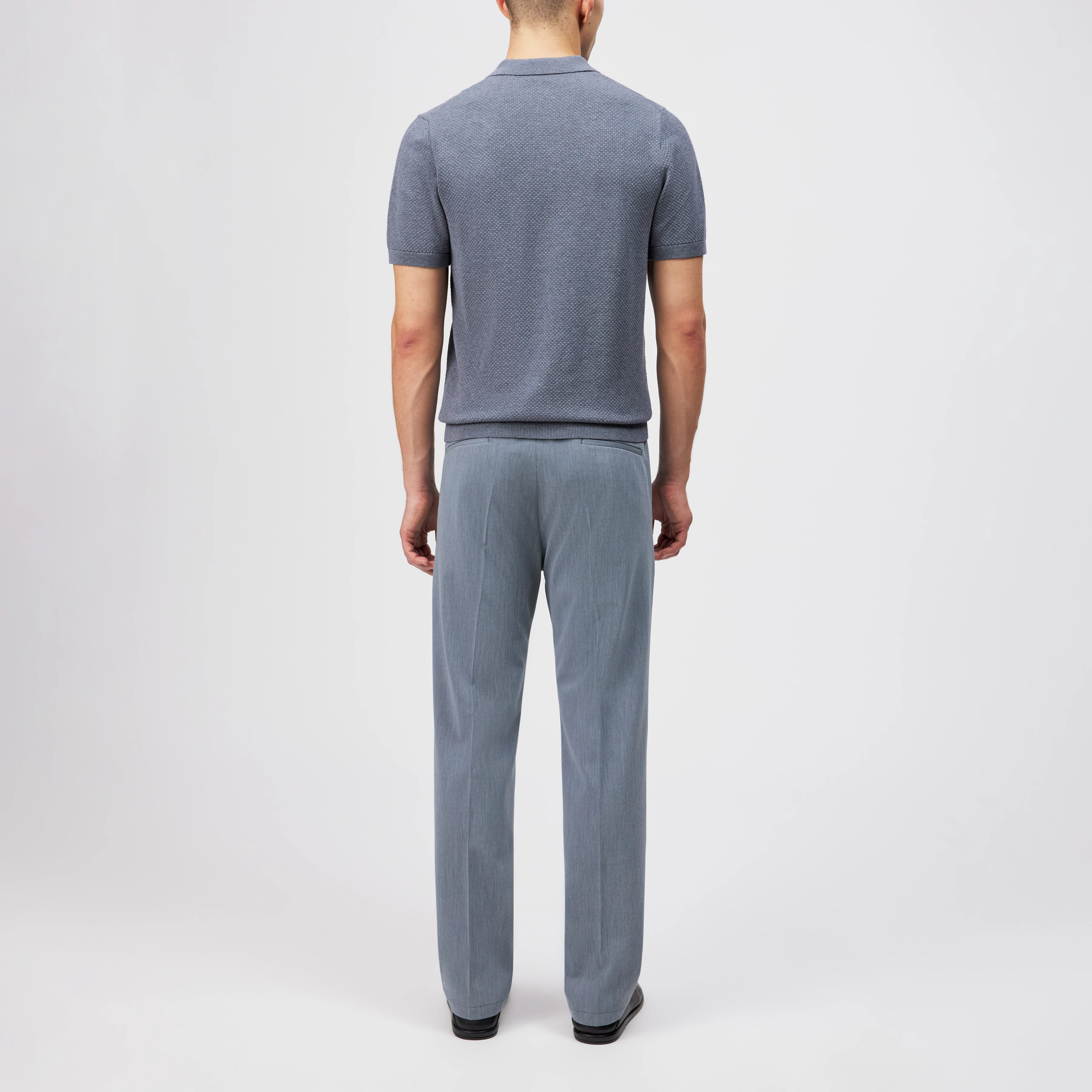 TRITON - Polo en coupe classique en maille jacquard. - men - bleu - Rückansicht