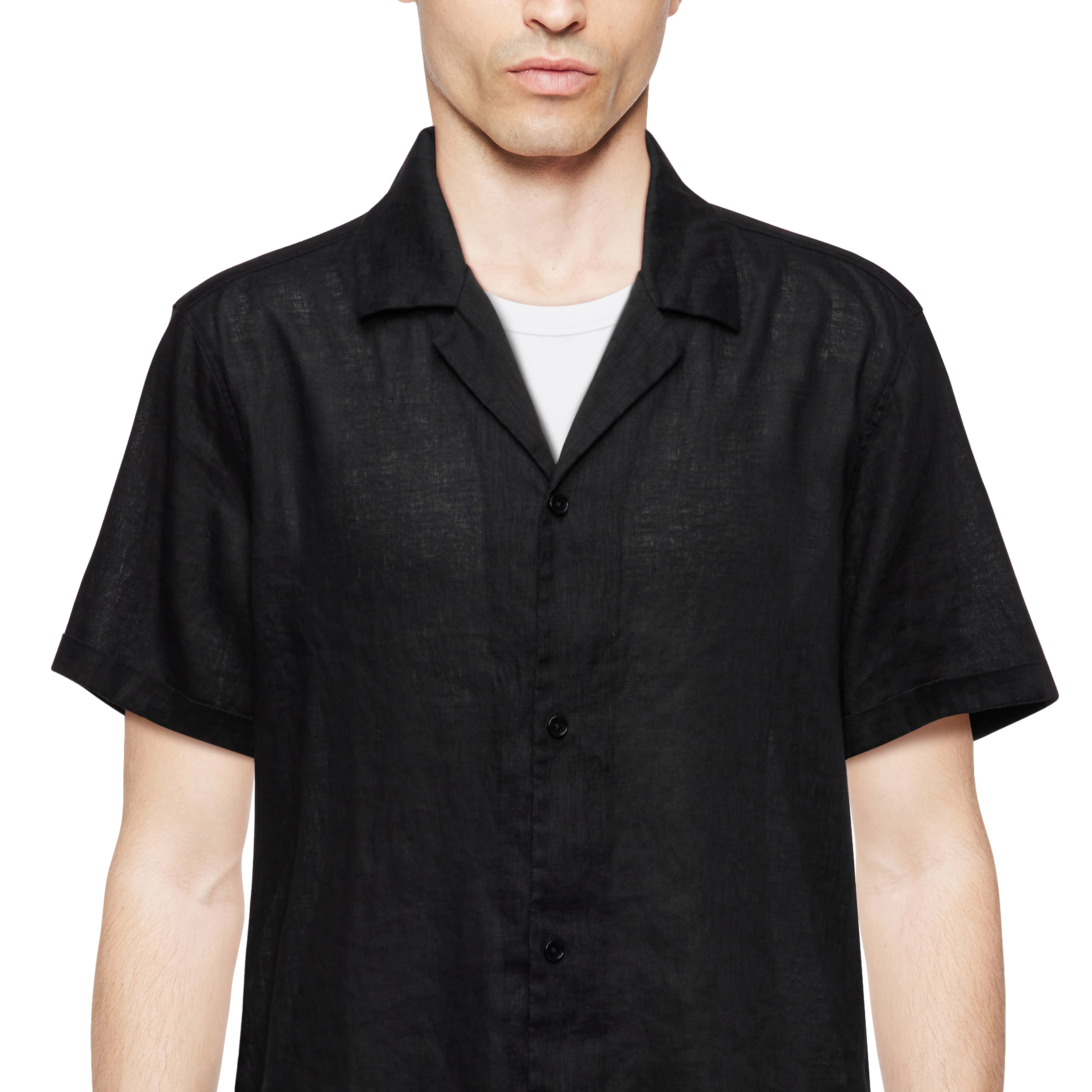 BIJAN_2 - Casual short-sleeved shirt in linen-cotton mix - men - Natural Aluminium - Detailansicht am Model