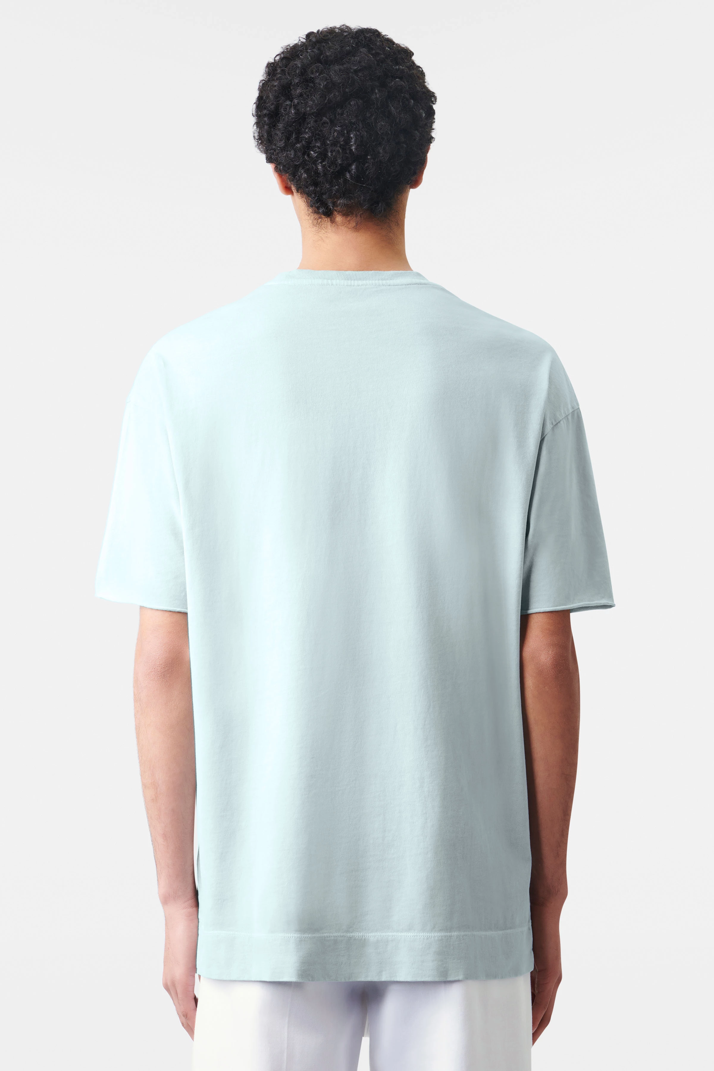 EROS - t-shirt with rolled edge in a washed look - men - blue - Rückansicht