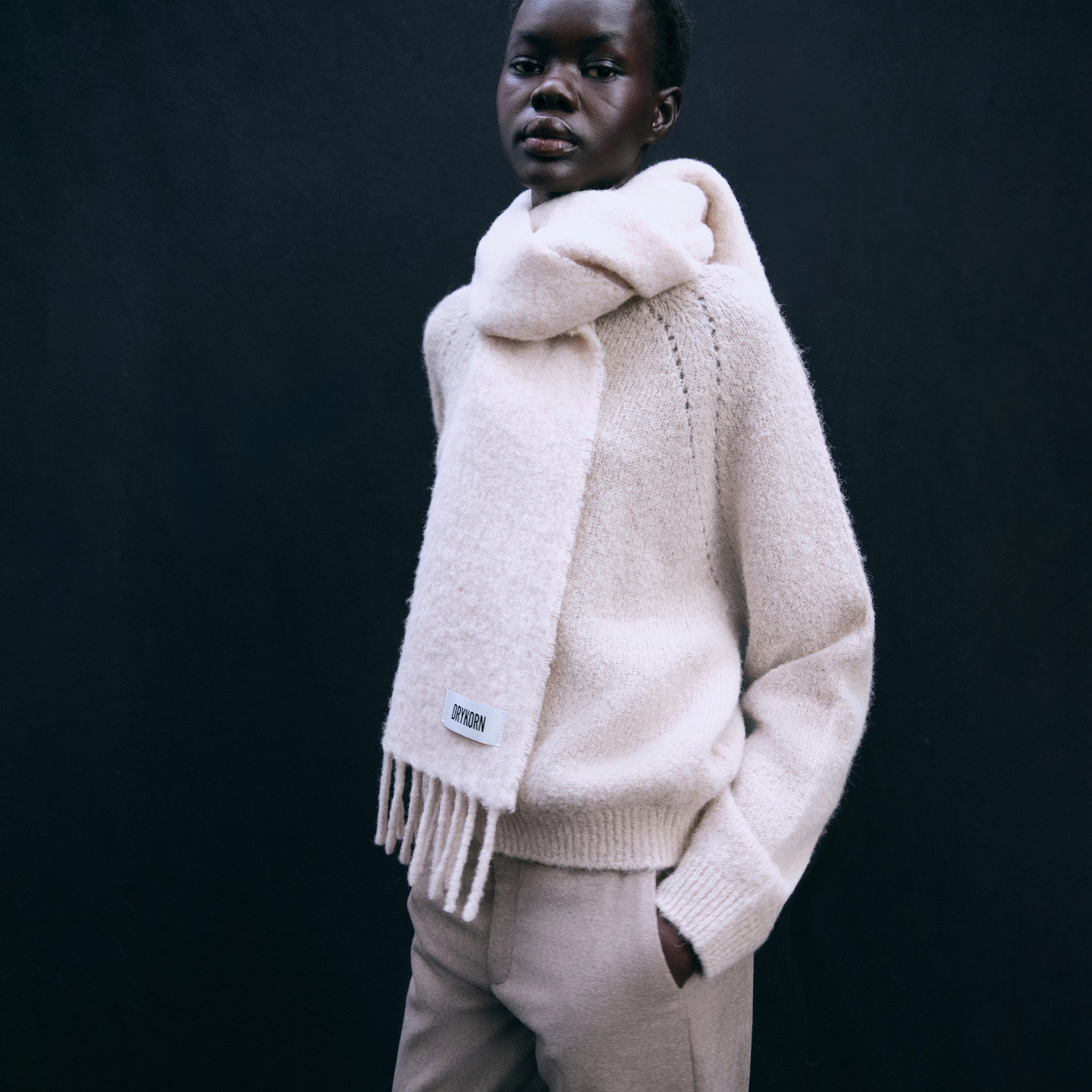 KASAY_2 - Schal in flauschigen Alpaka-Mix - Unisex - beige