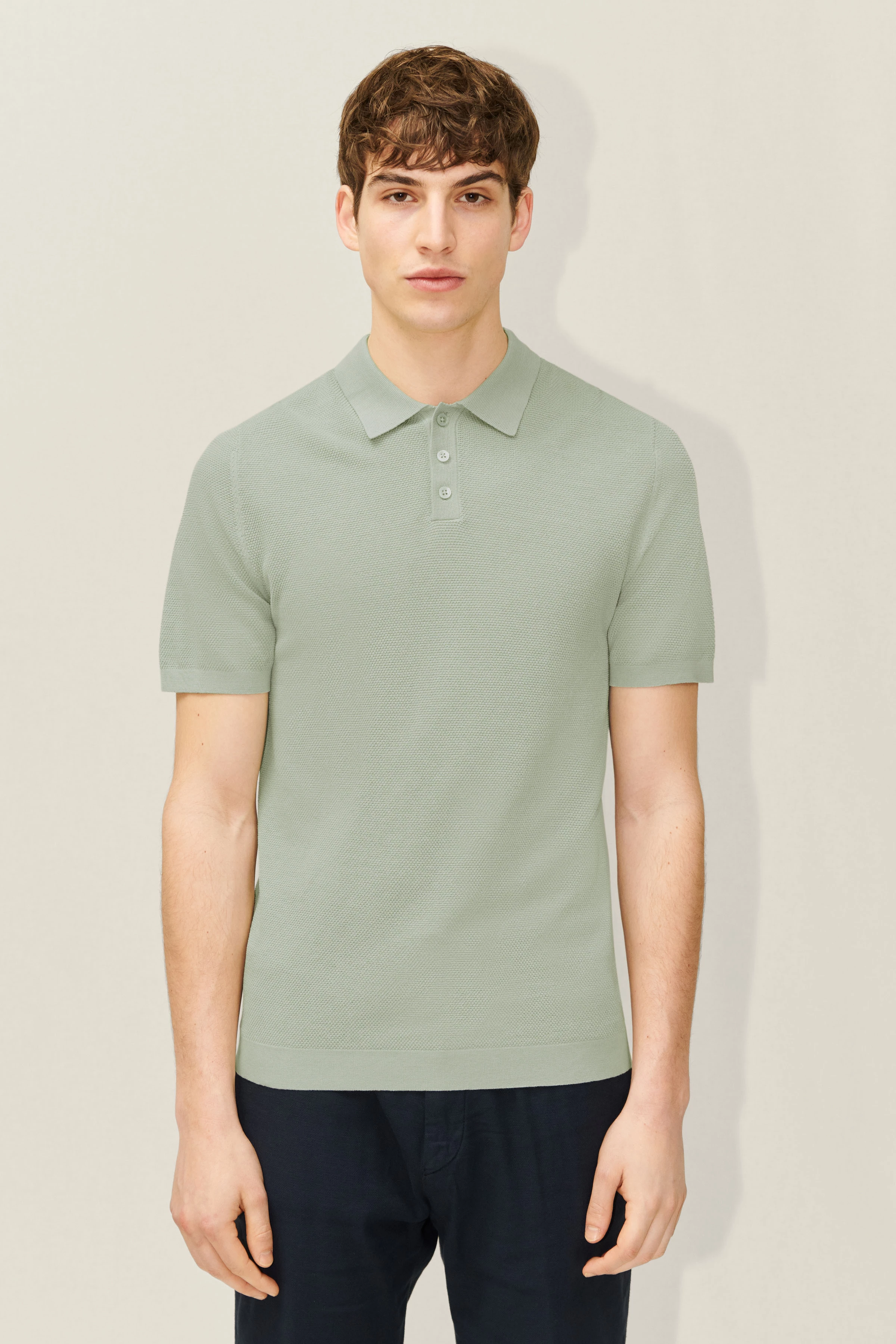 TRITON - Jacquard-knit polo - men - green - Frontansicht