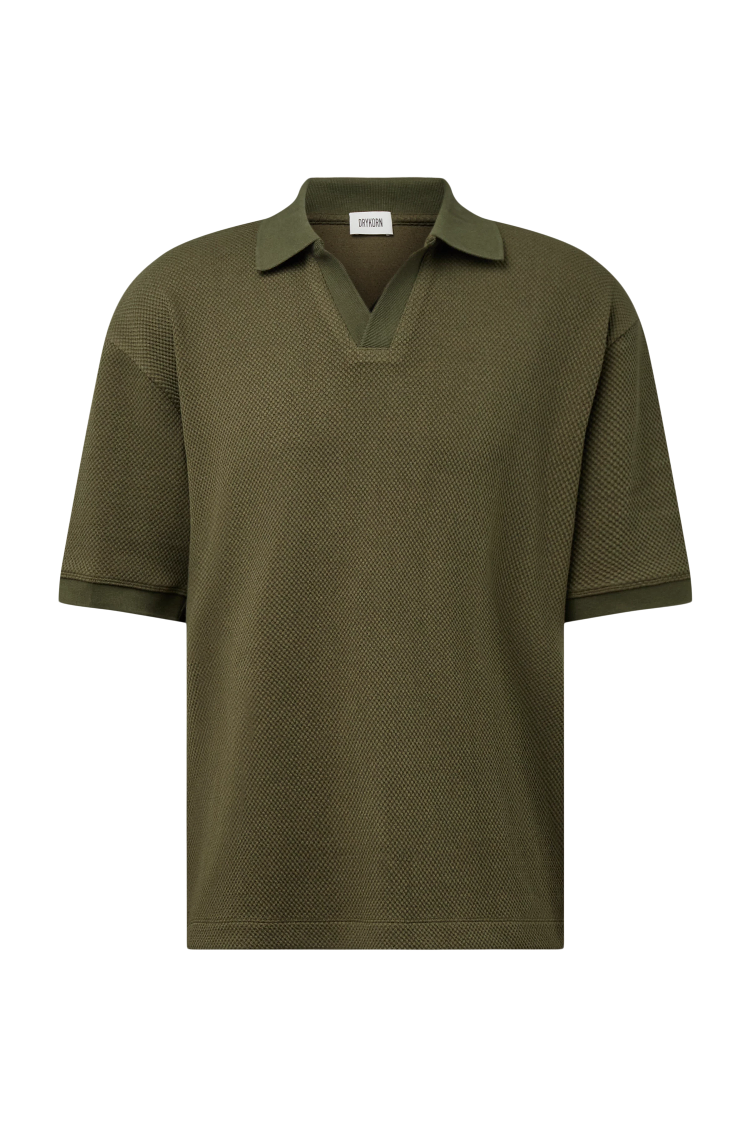 ACAYO - Relaxed Fit Polo in markanter Ajour-Struktur - Herren - grün - Freisteller Frontansicht