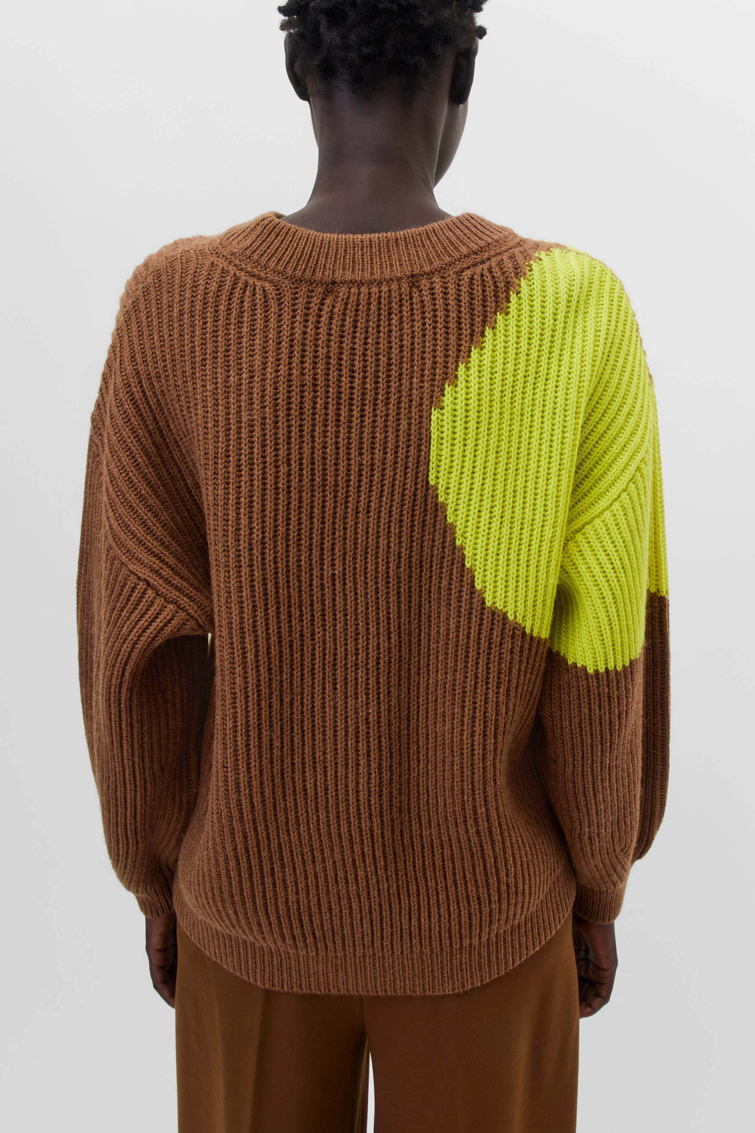 RAMEA - Sweater in two-tone jacquard - women - brown - Rückansicht