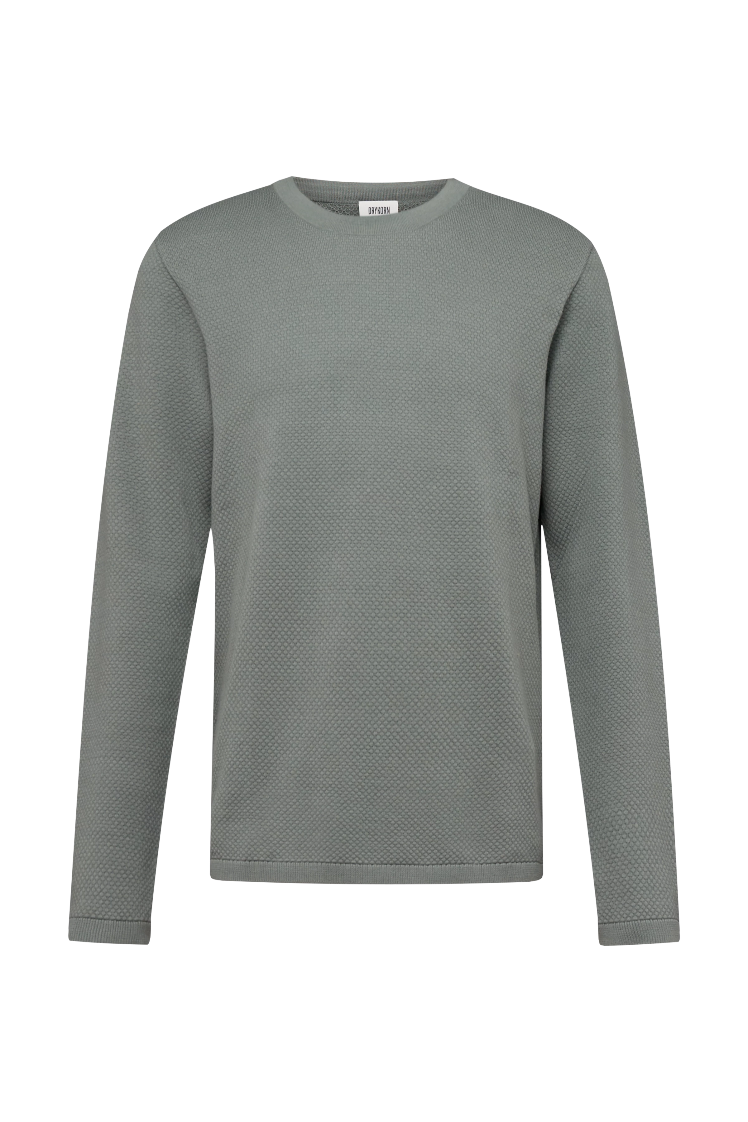 IRMINO - Longsleeve in cotton ajour - men - green - Freisteller Frontansicht