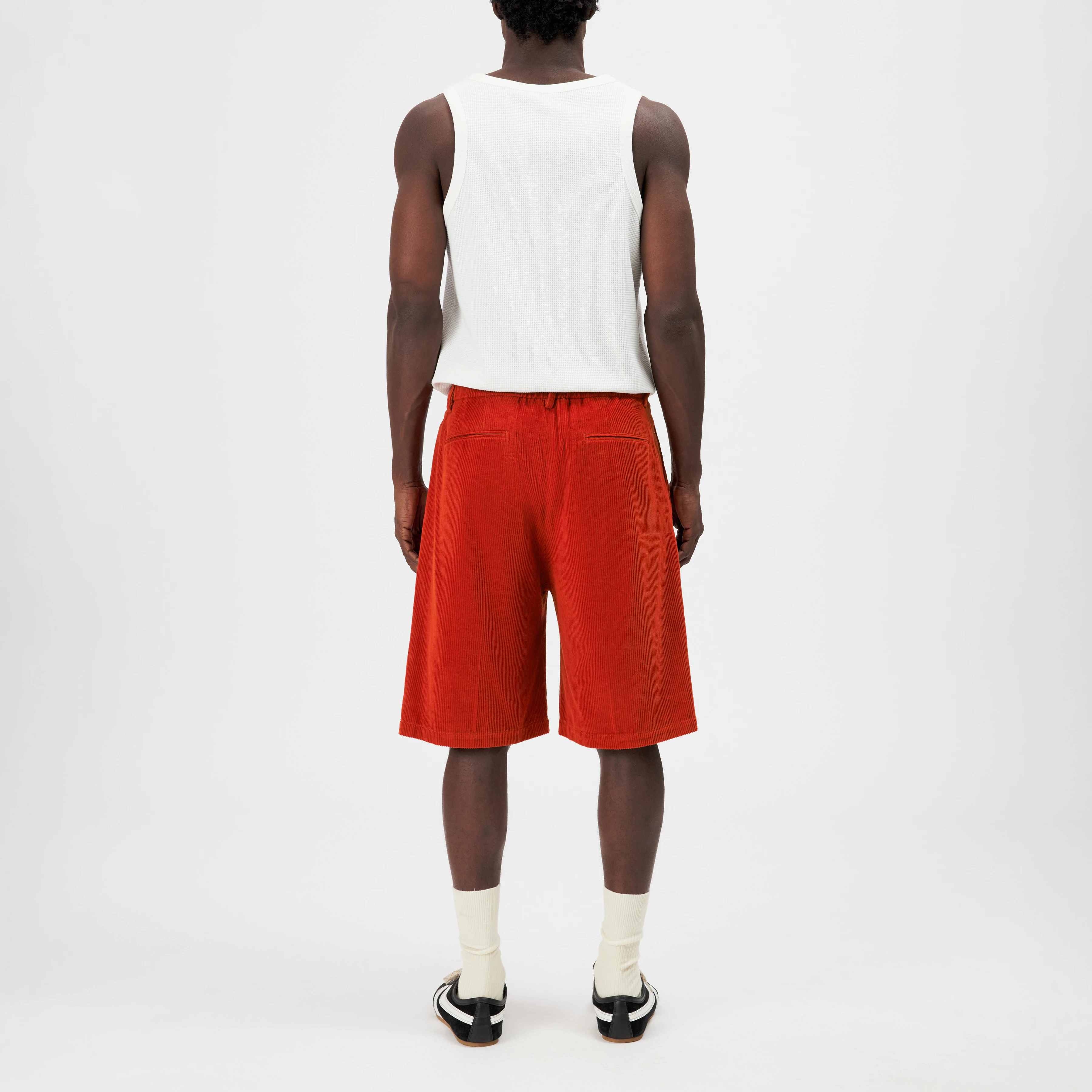 ROCABO - Bundfalten Short in Baumwoll-Cord - Herren - orange - Rückansicht