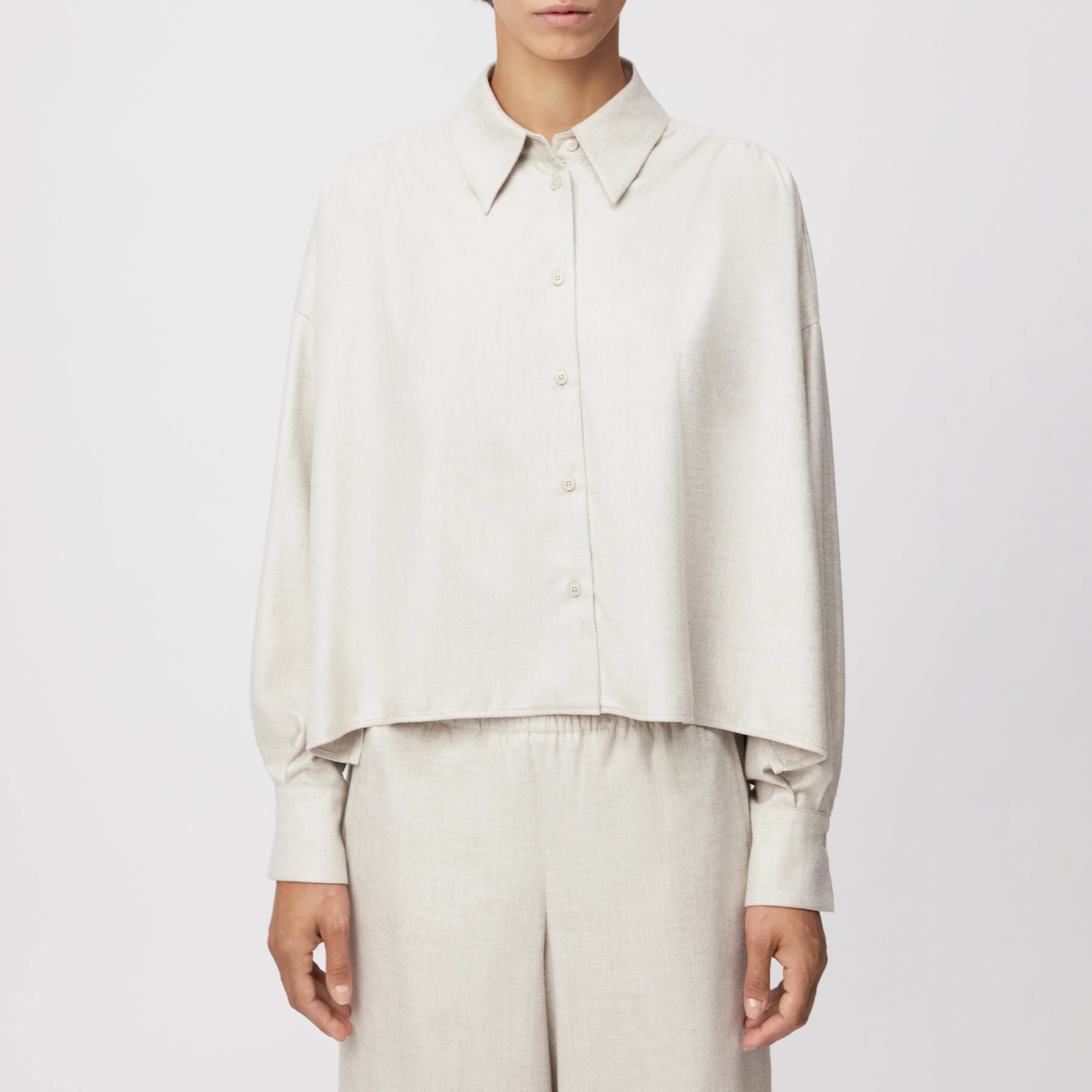 FLANNA - Hemdbluse in softem Flanell - Damen - beige - Frontansicht