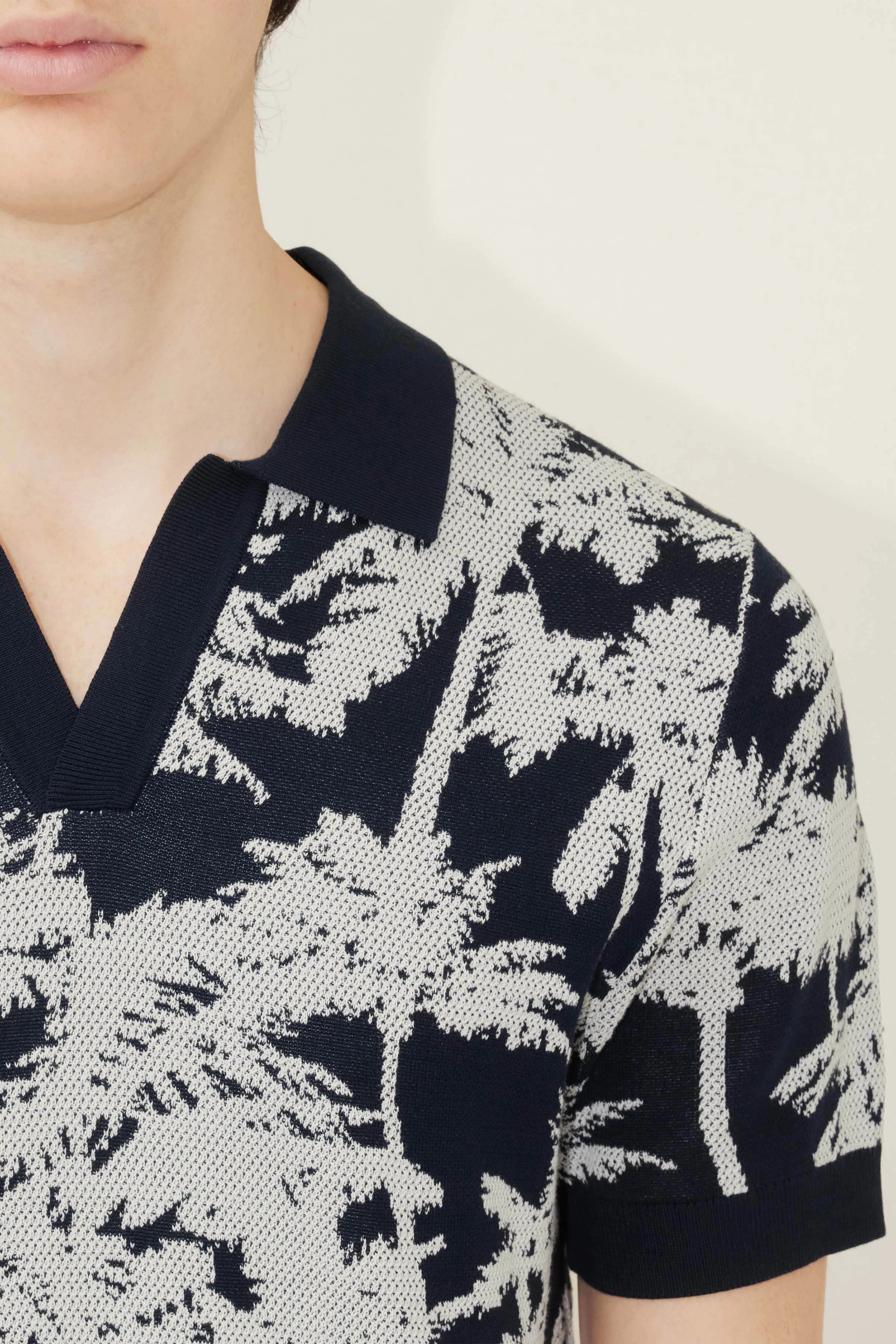 BRAIAN - Polo en tricot jacquard - men - bleu - Seitenansicht