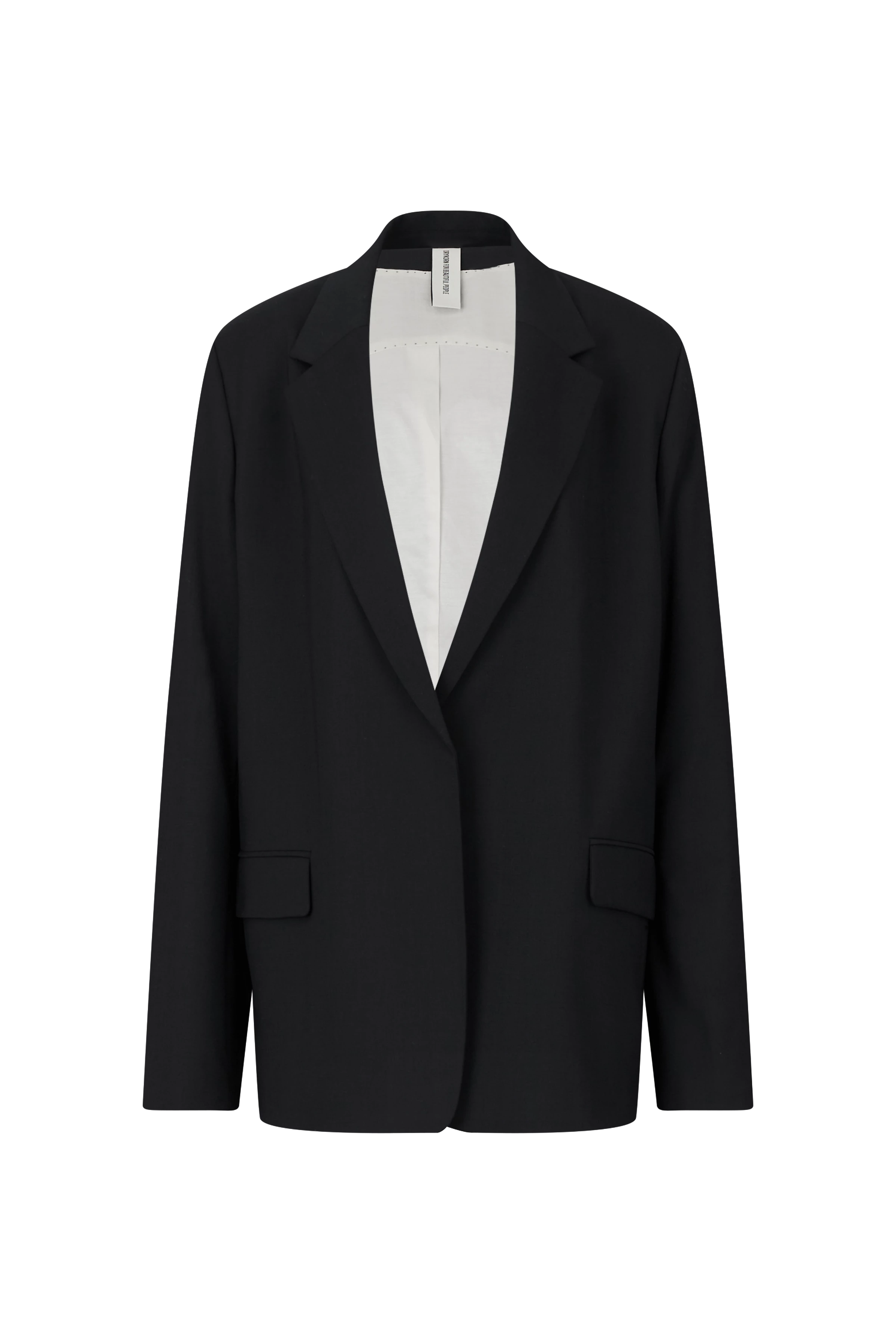 IDBURY - Verschlussloser Boyfriend-Blazer in Wollserge - Damen - schwarz - Freisteller Frontansicht