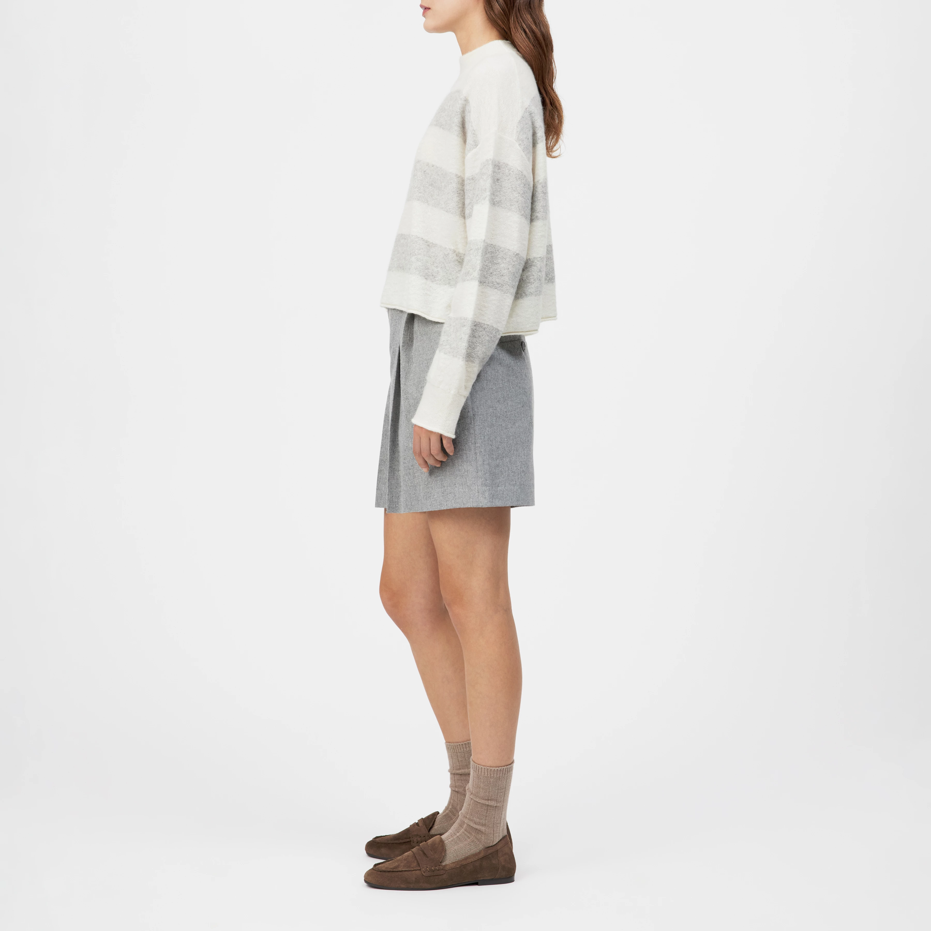 MATHISA - Cropped jumper in alpaca wool blend - women - off white - Seitenansicht