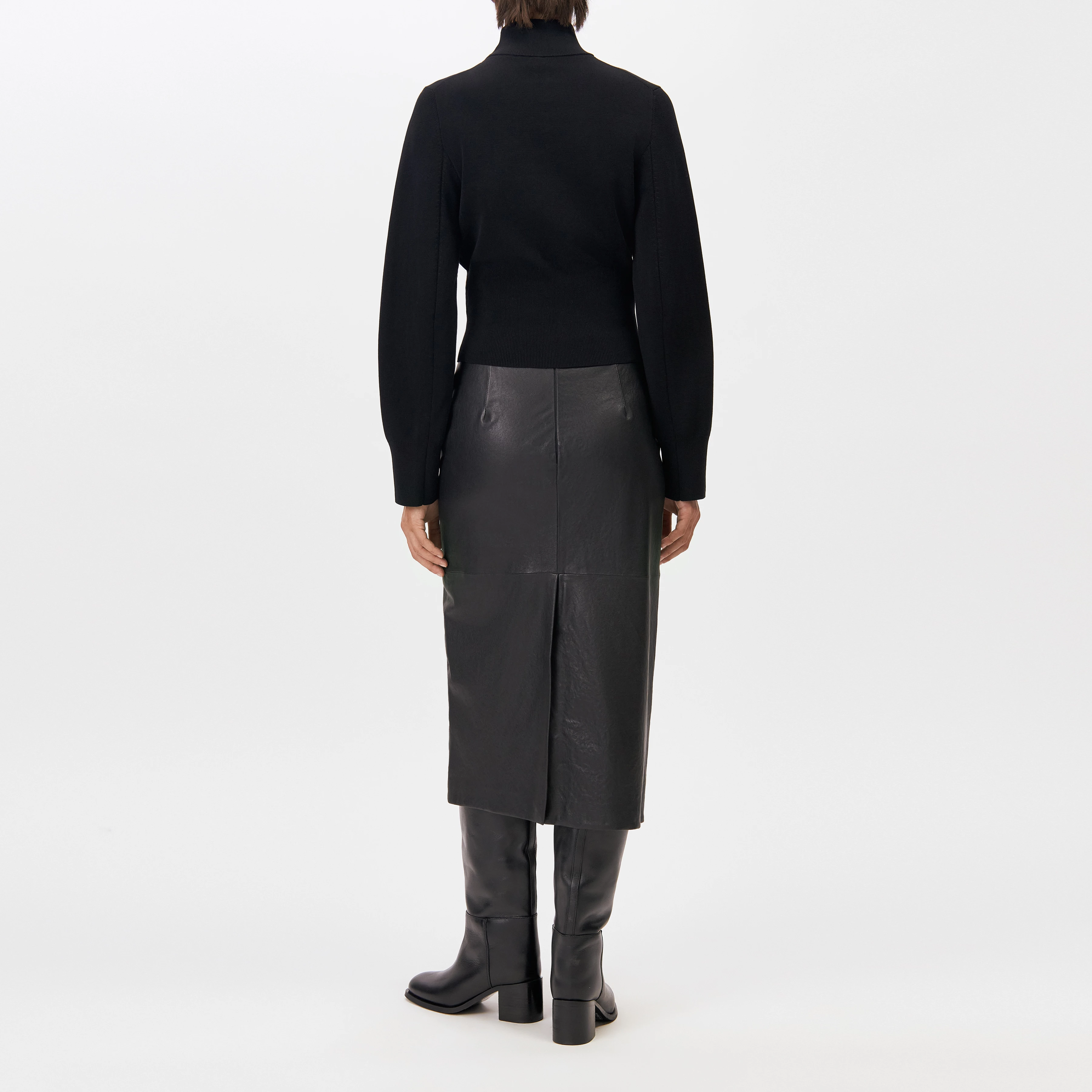 MERCELLA - Cropped cotton polo neck jumper - women - black - Rückansicht