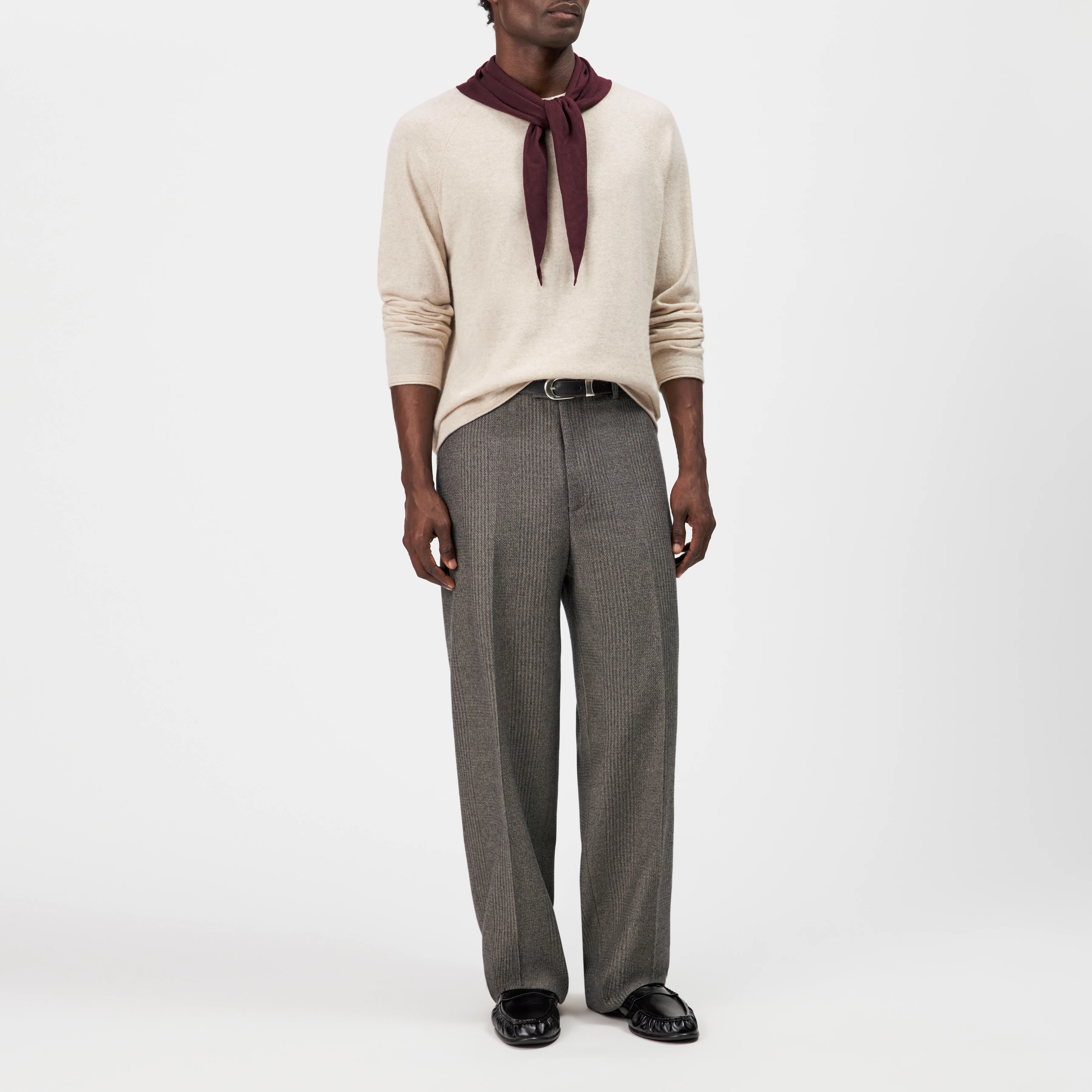 TITZIAN - Long sleeve top in 100% cashmere - men - beige - Ganzkörper-Frontansicht