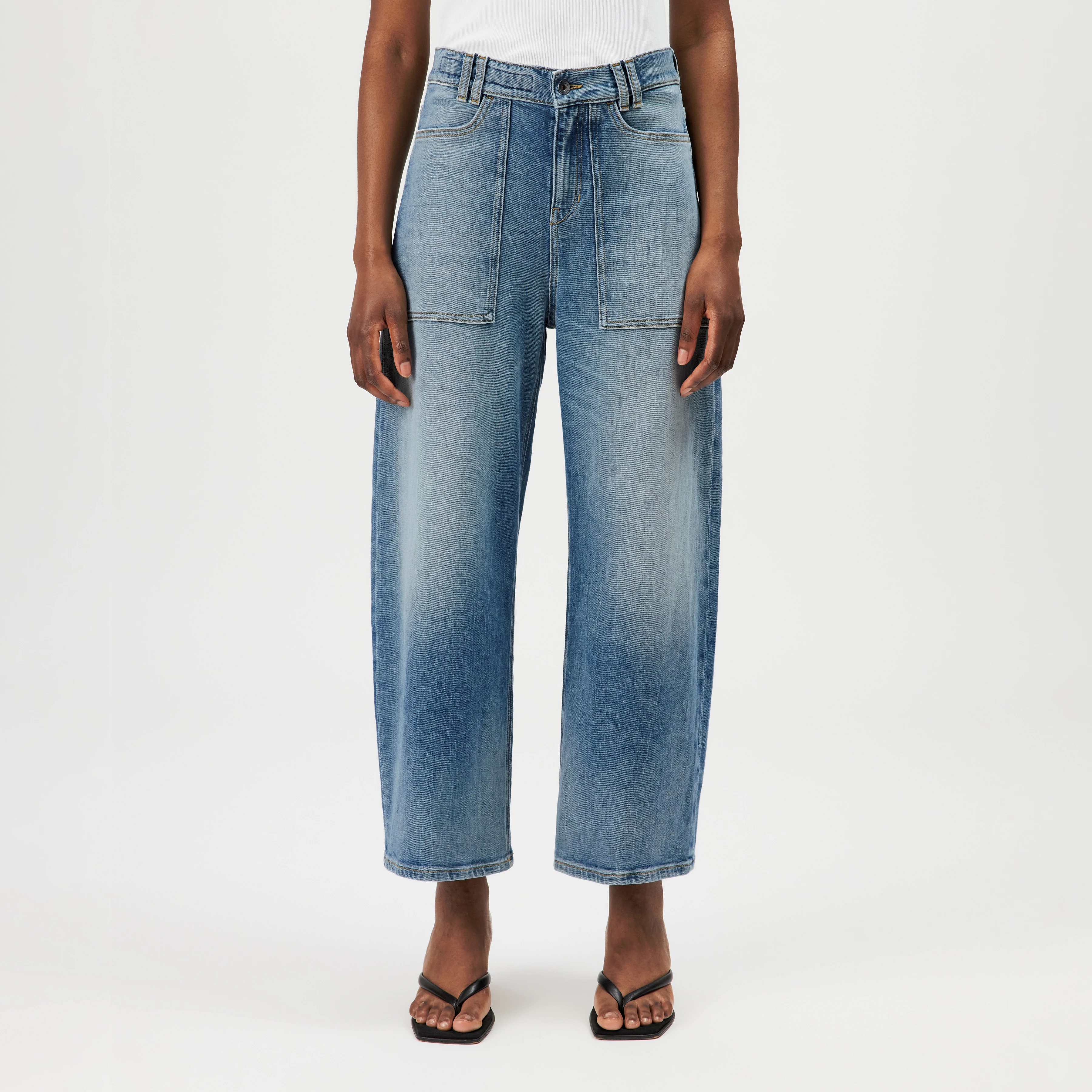 DERIVE - Mid-rise cropped jeans - women - blue - Frontansicht