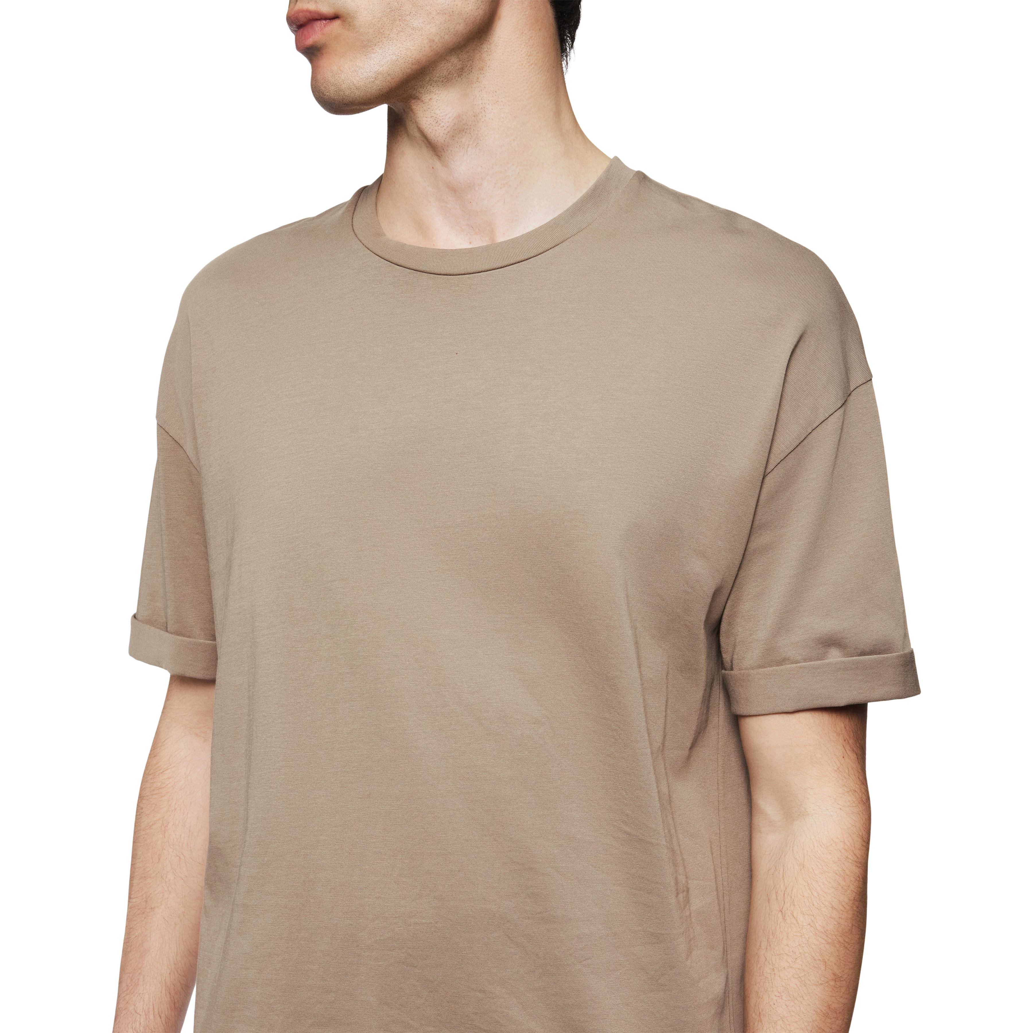 THILO - Relaxed fit T-Shirt in reiner Baumwolle - Herren - braun - Detailansicht am Model