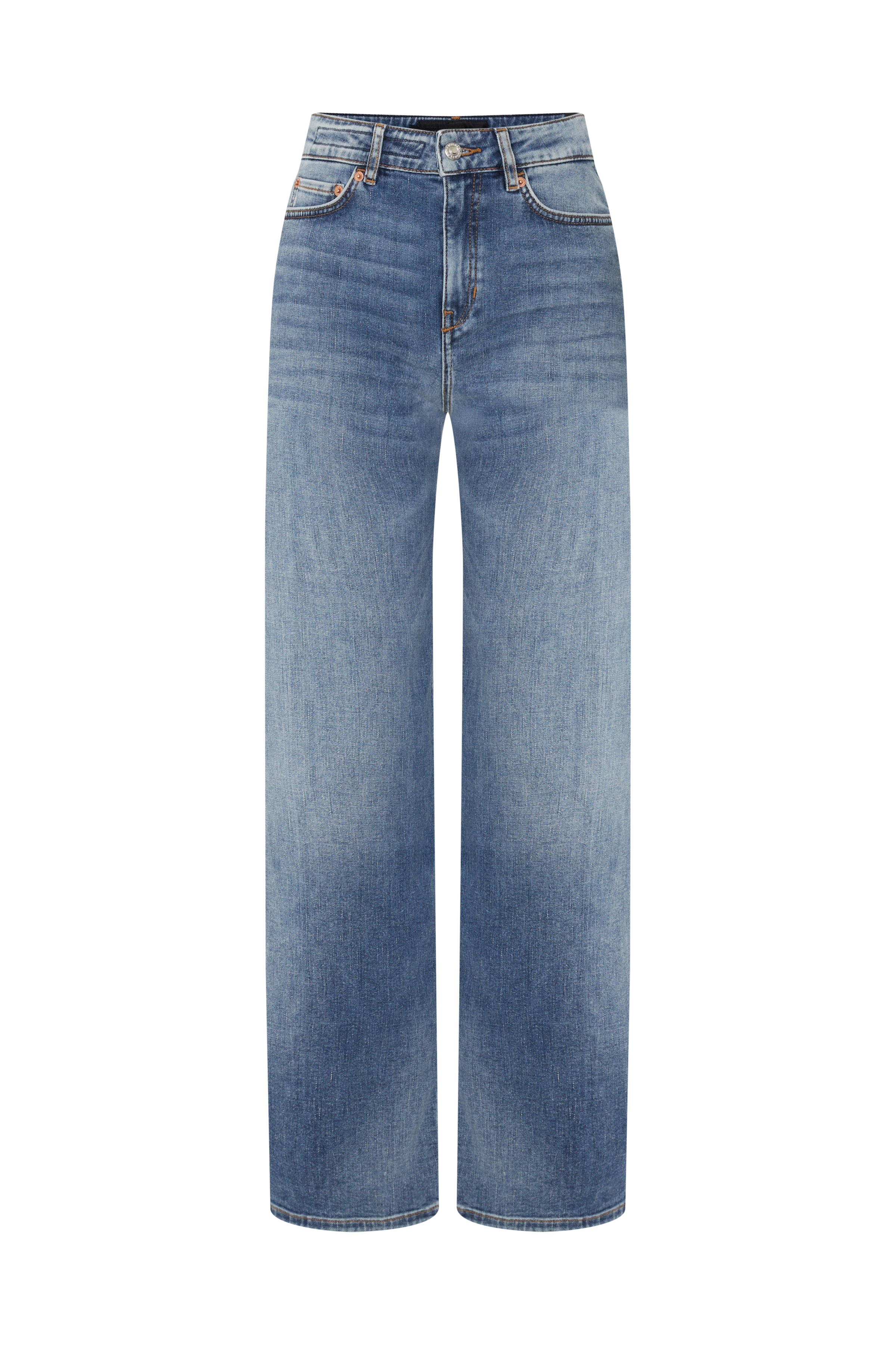 MEDLEY - mid-waist jeans with wide legs in raw denim - women - blue - Freisteller Frontansicht