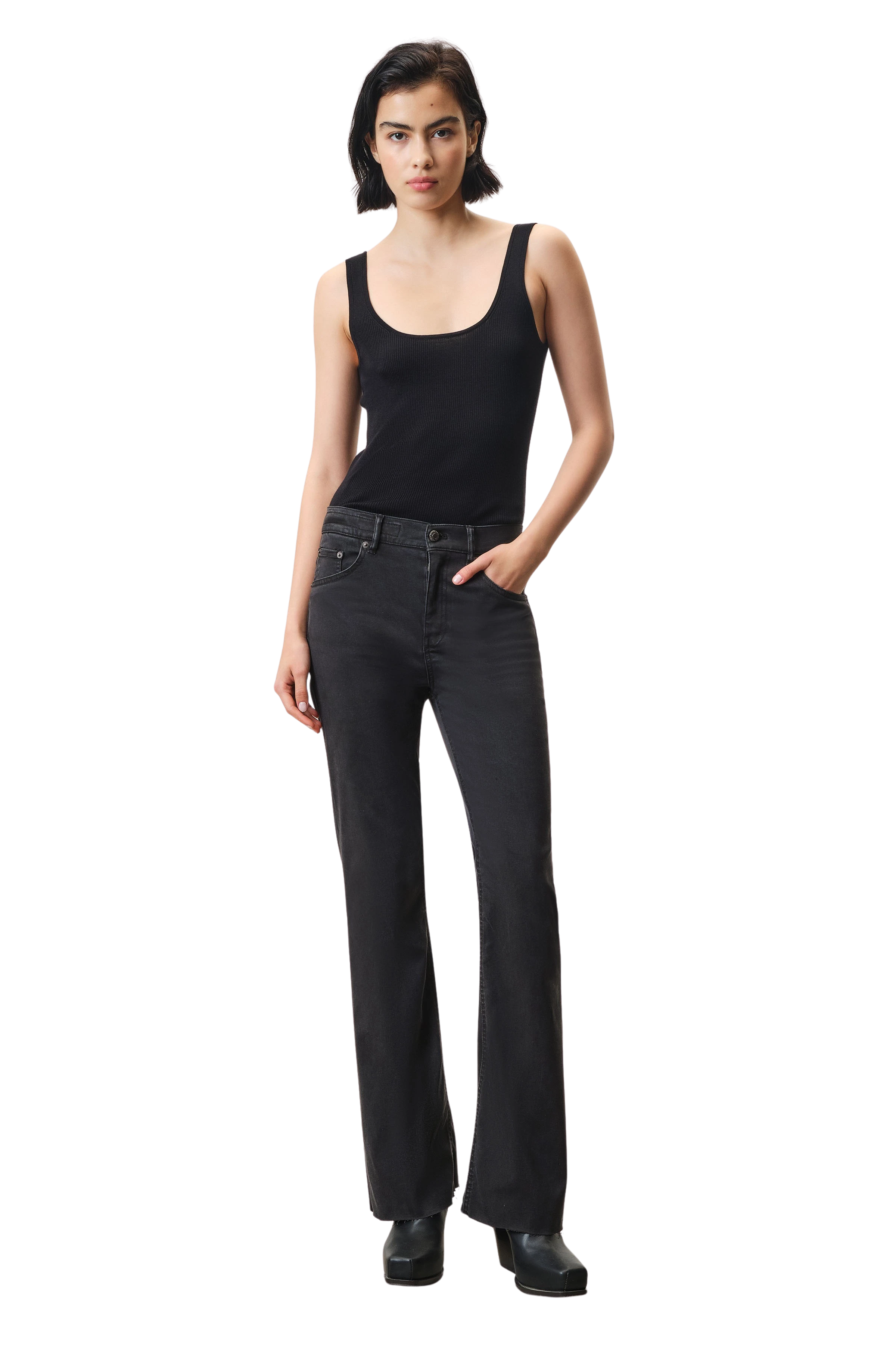 FAR - High-Waist Skinny in super-stretch Denim - Damen - schwarz - Ganzkörper-Frontansicht