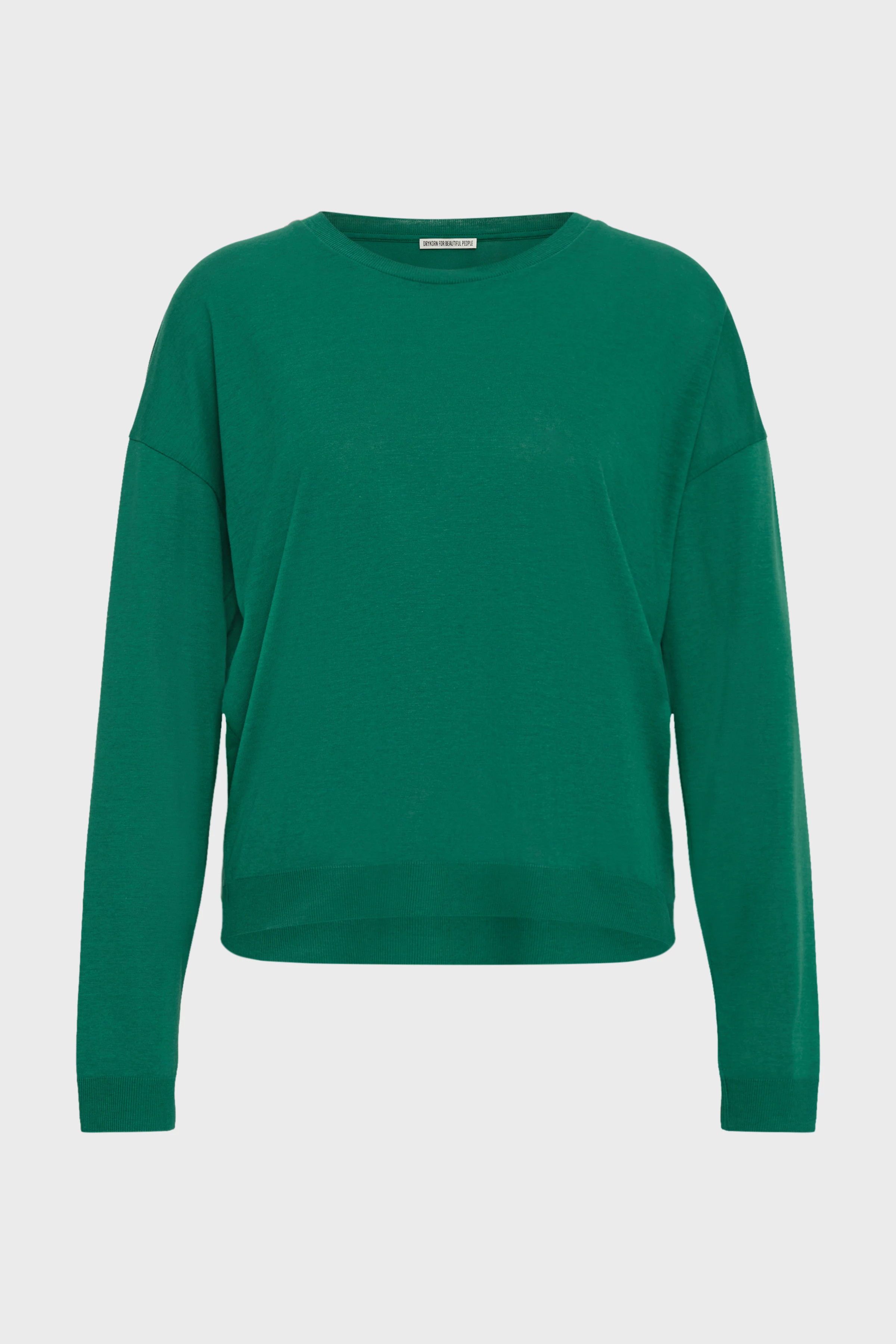 CESIDIE - Longsleeve with round neck in knitted look - women - green - Freisteller Frontansicht