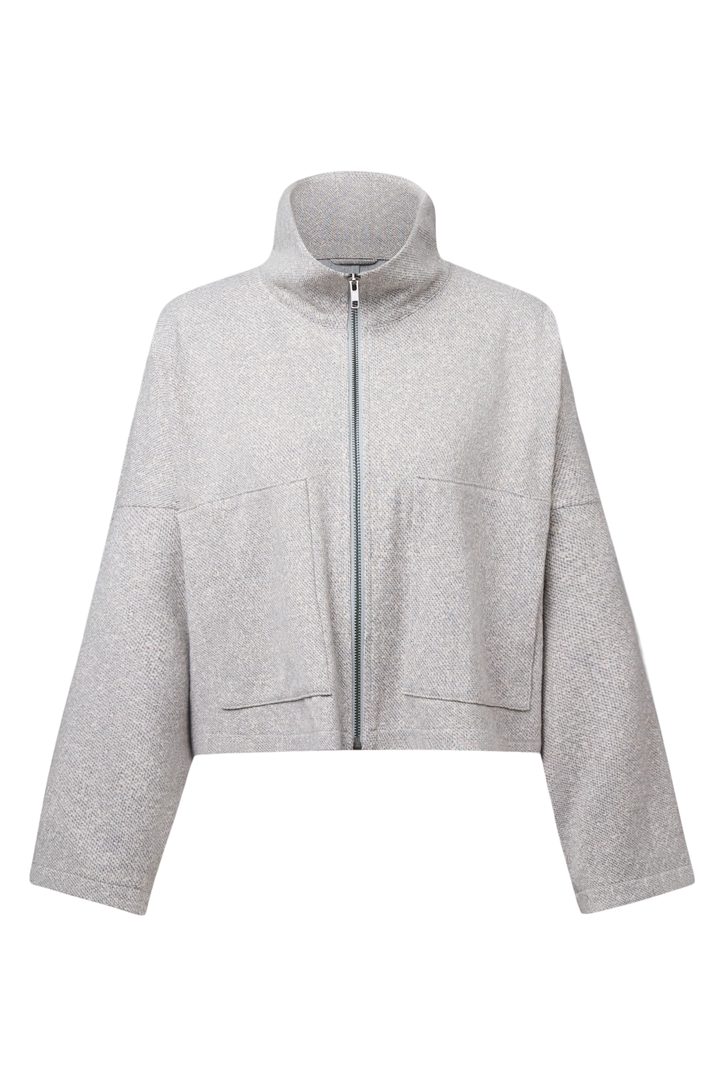 ELSTOW_1 - Oversized Jacke in Viskose-Baumwoll-Mix - Damen - grau - Freisteller Frontansicht