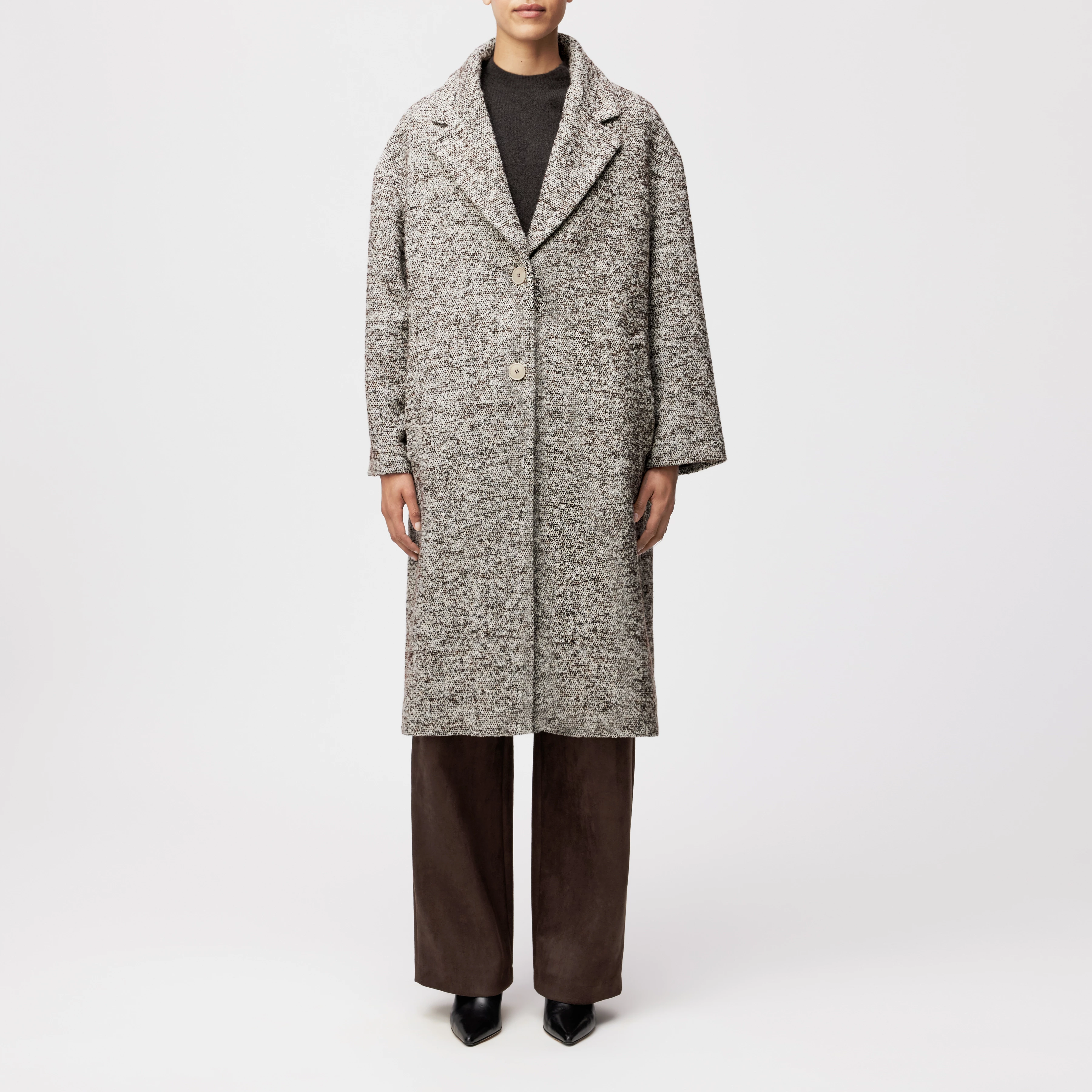 NUTHALL - Lässiger Hüllenmantel in Woll-Mix - Damen - braun - Frontansicht