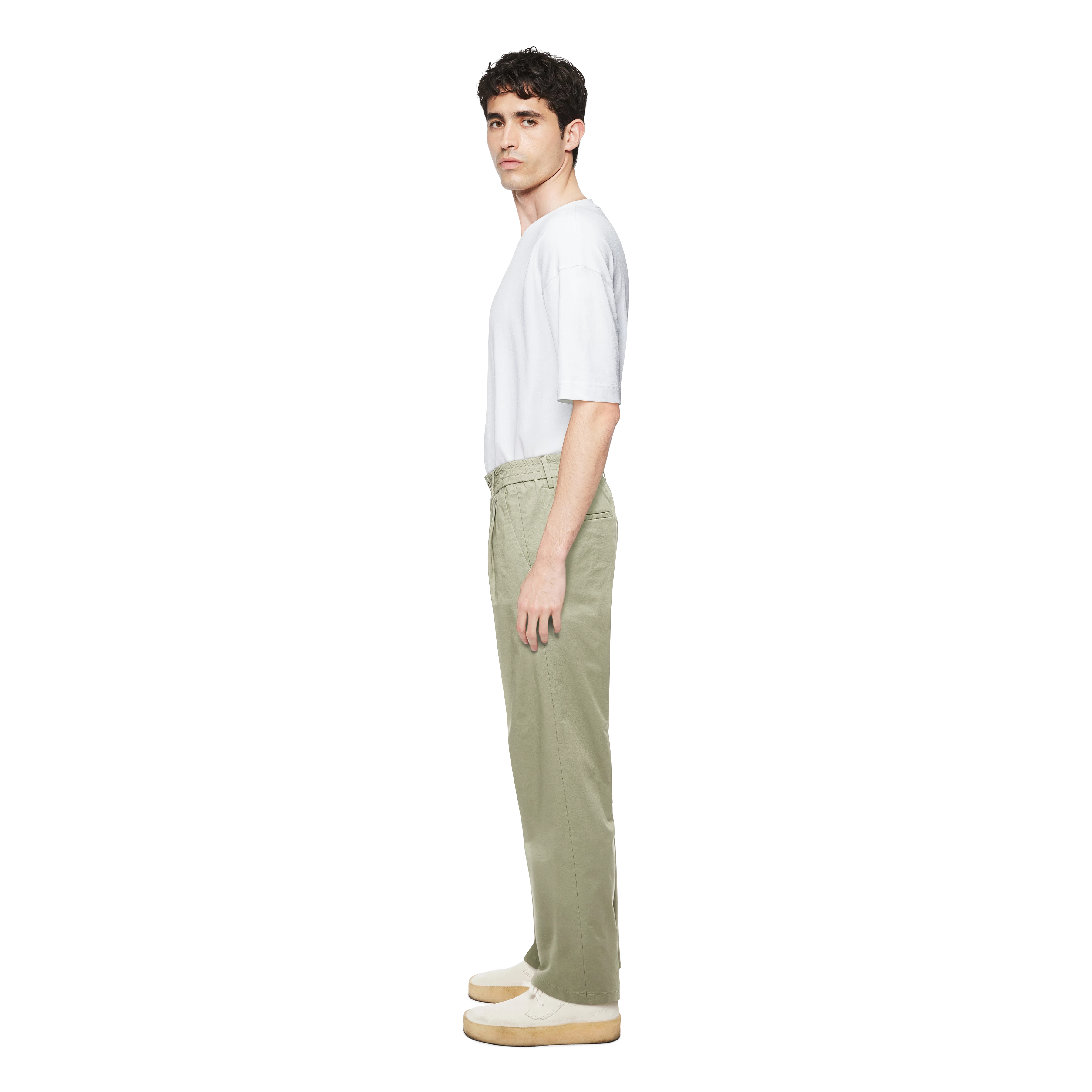 CHASY_RGLR - Casual broek met plooi in katoen gabardine - heren - groen - Seitenansicht