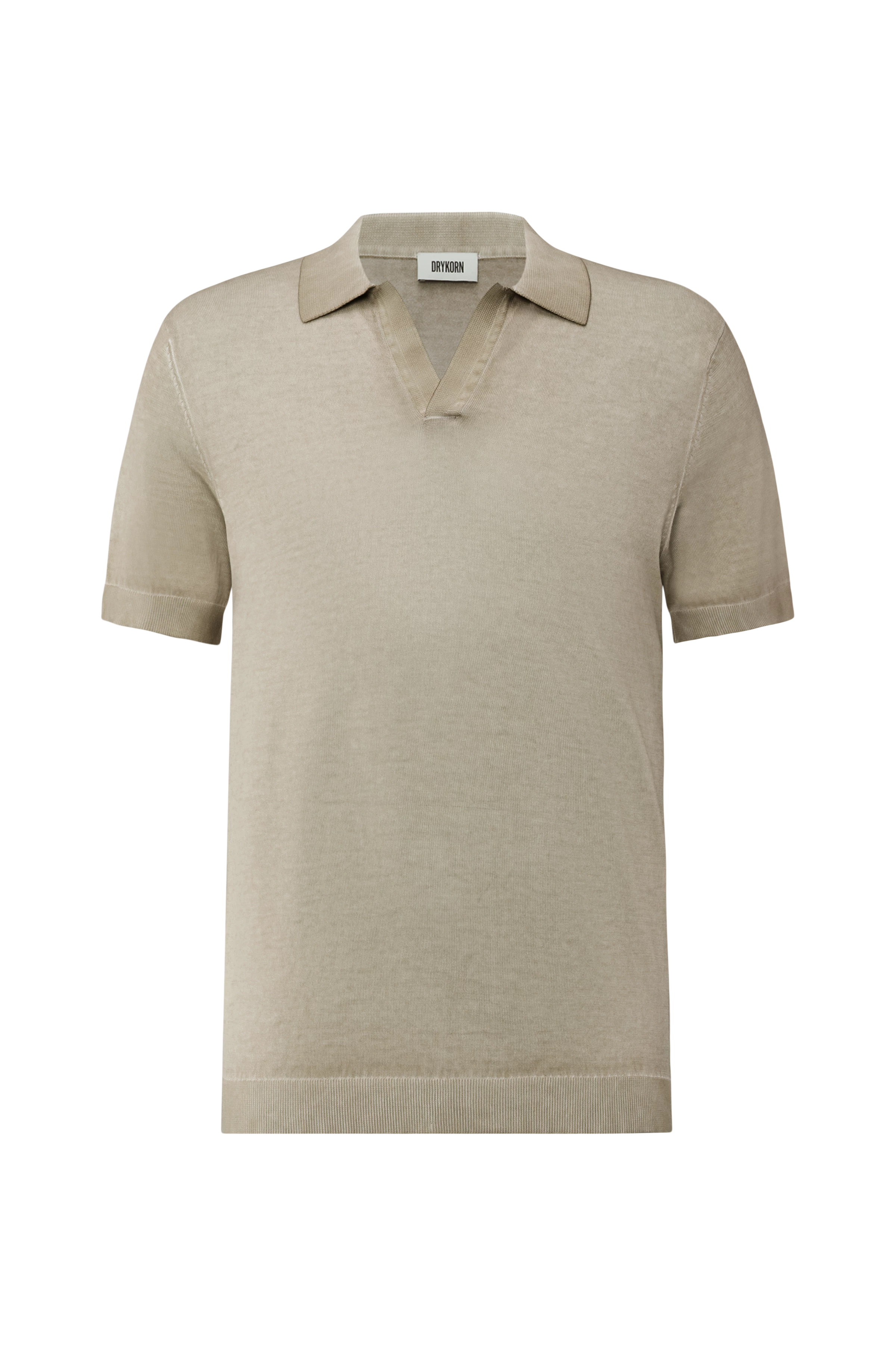 BRAIAN - Gebreide polo in Supima katoen - heren - bruin - Freisteller Frontansicht