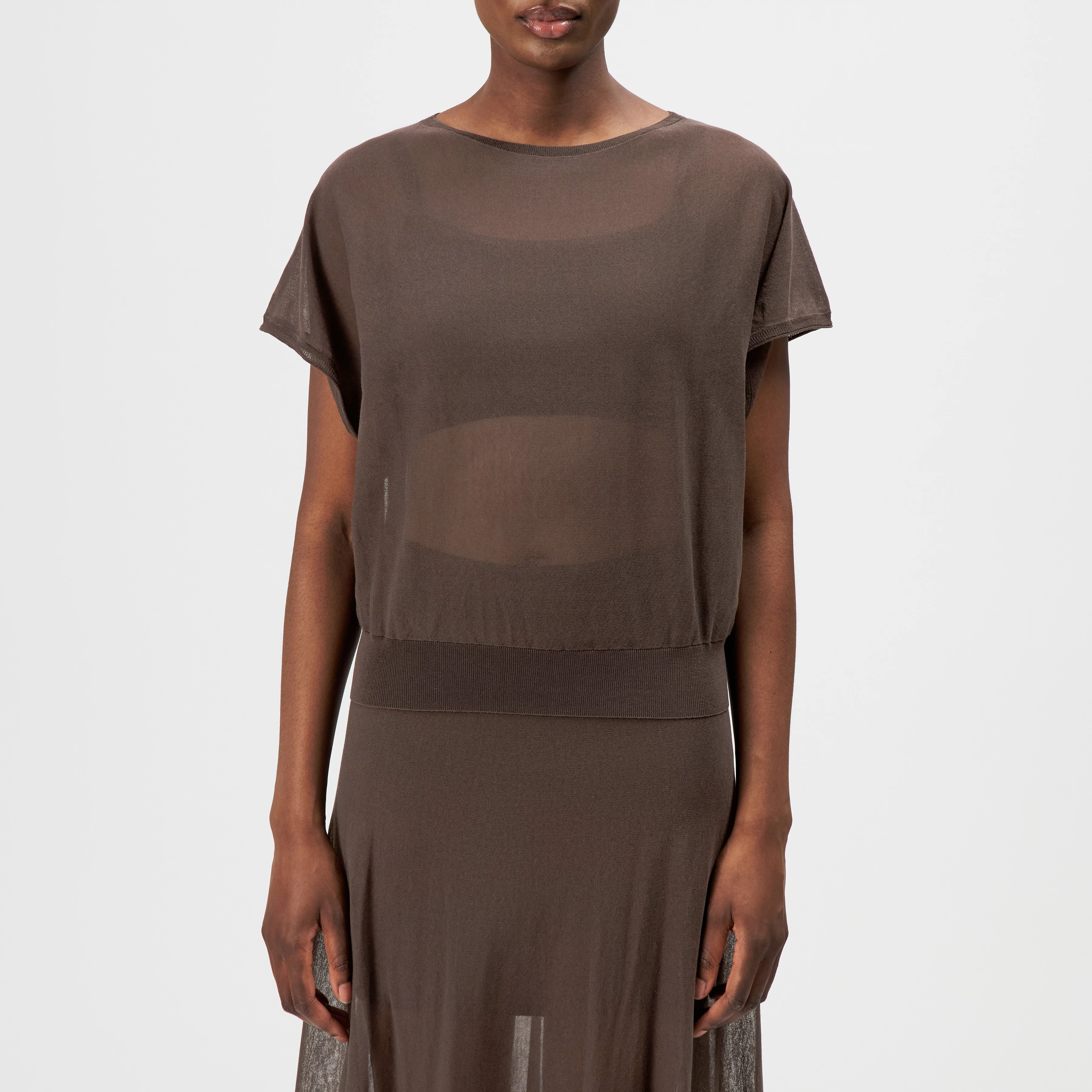 GERLOTTA - Oversized T-Shirt mit U-Boot Ausschnitt - Damen - braun - Frontansicht