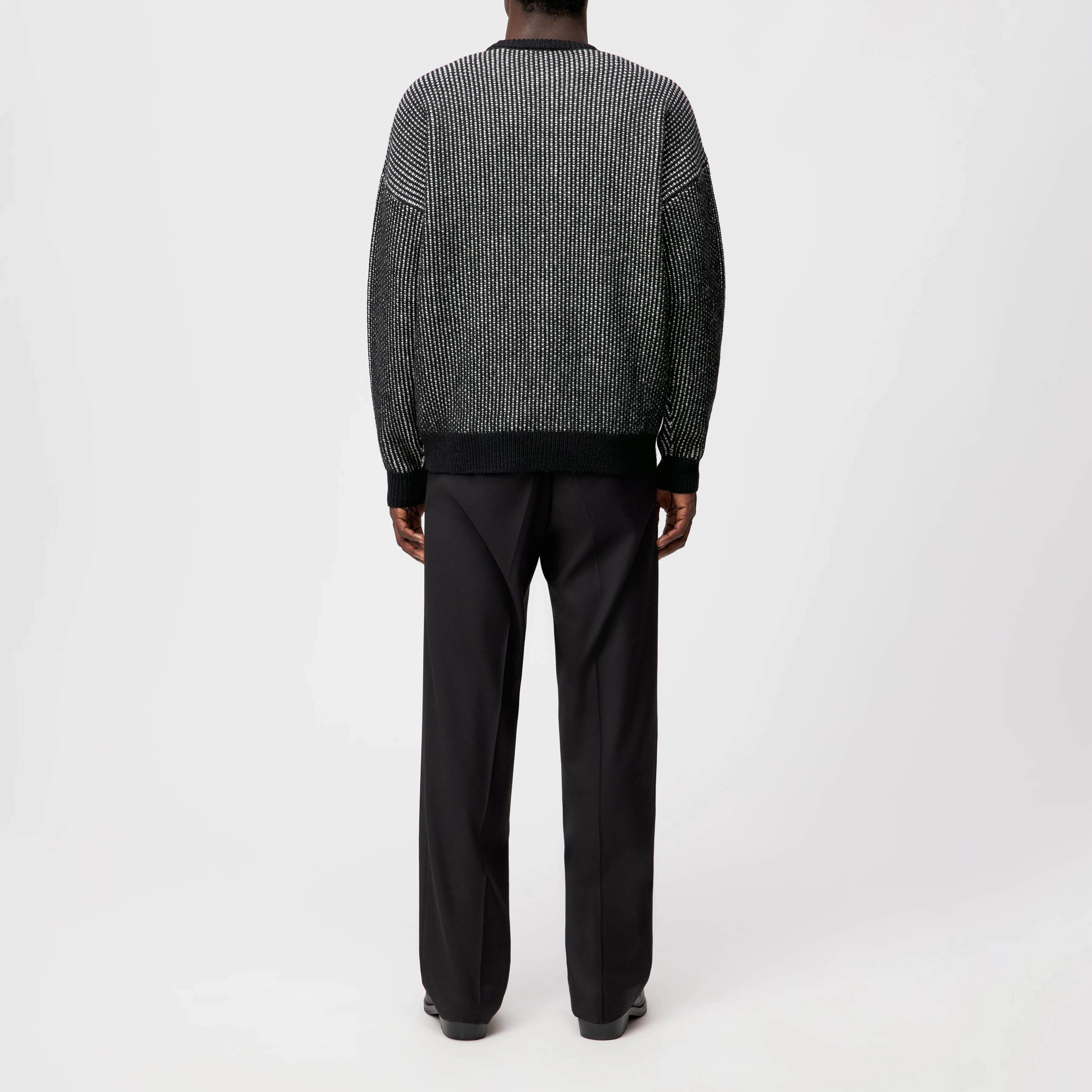 NEELIO - Pullover in zweifarbigen Woll-Alpakamix - Herren - schwarz - Rückansicht