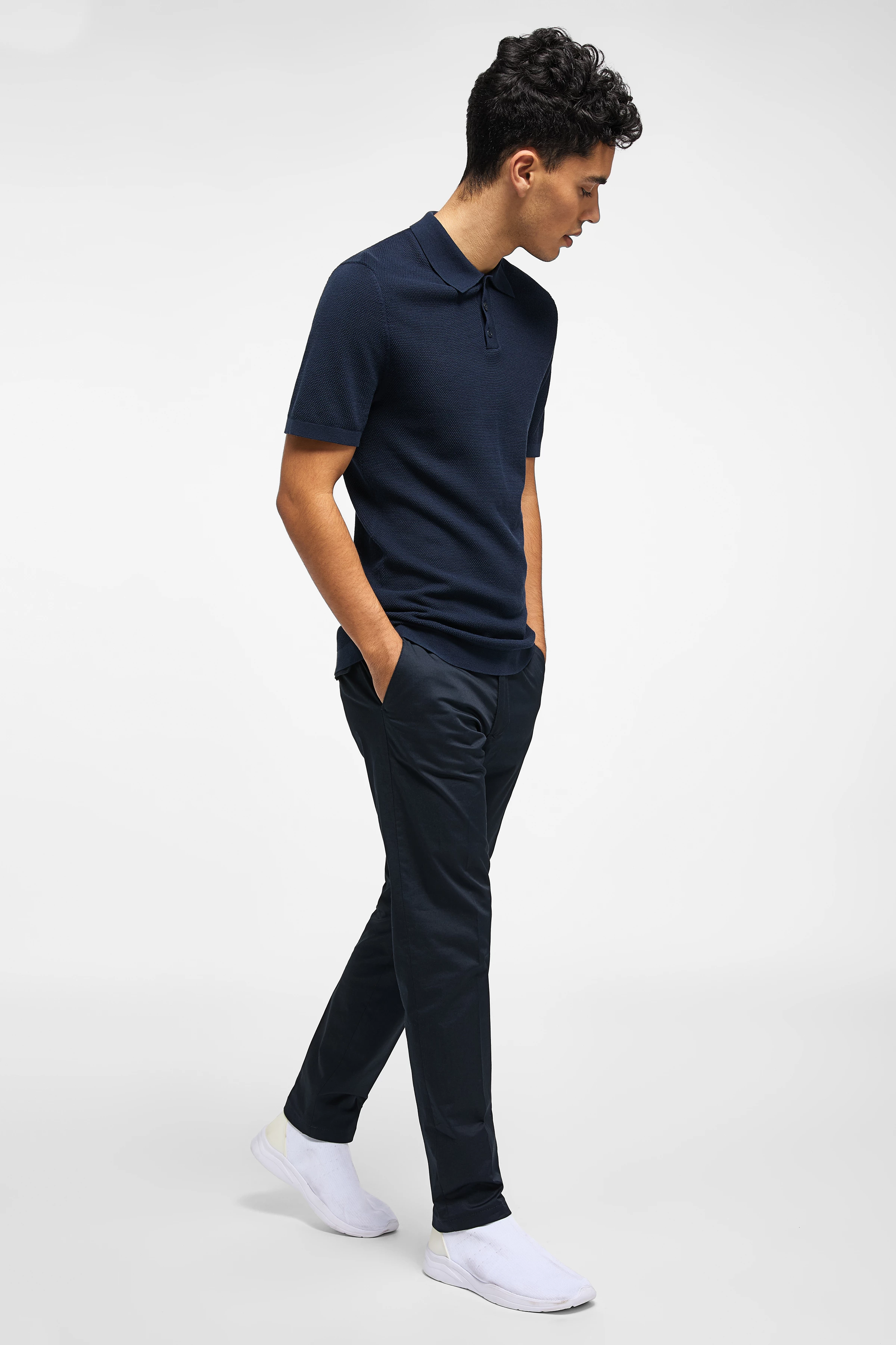 TRITON - Knitted polo shirt - men - blue - Ganzkörper-Frontansicht