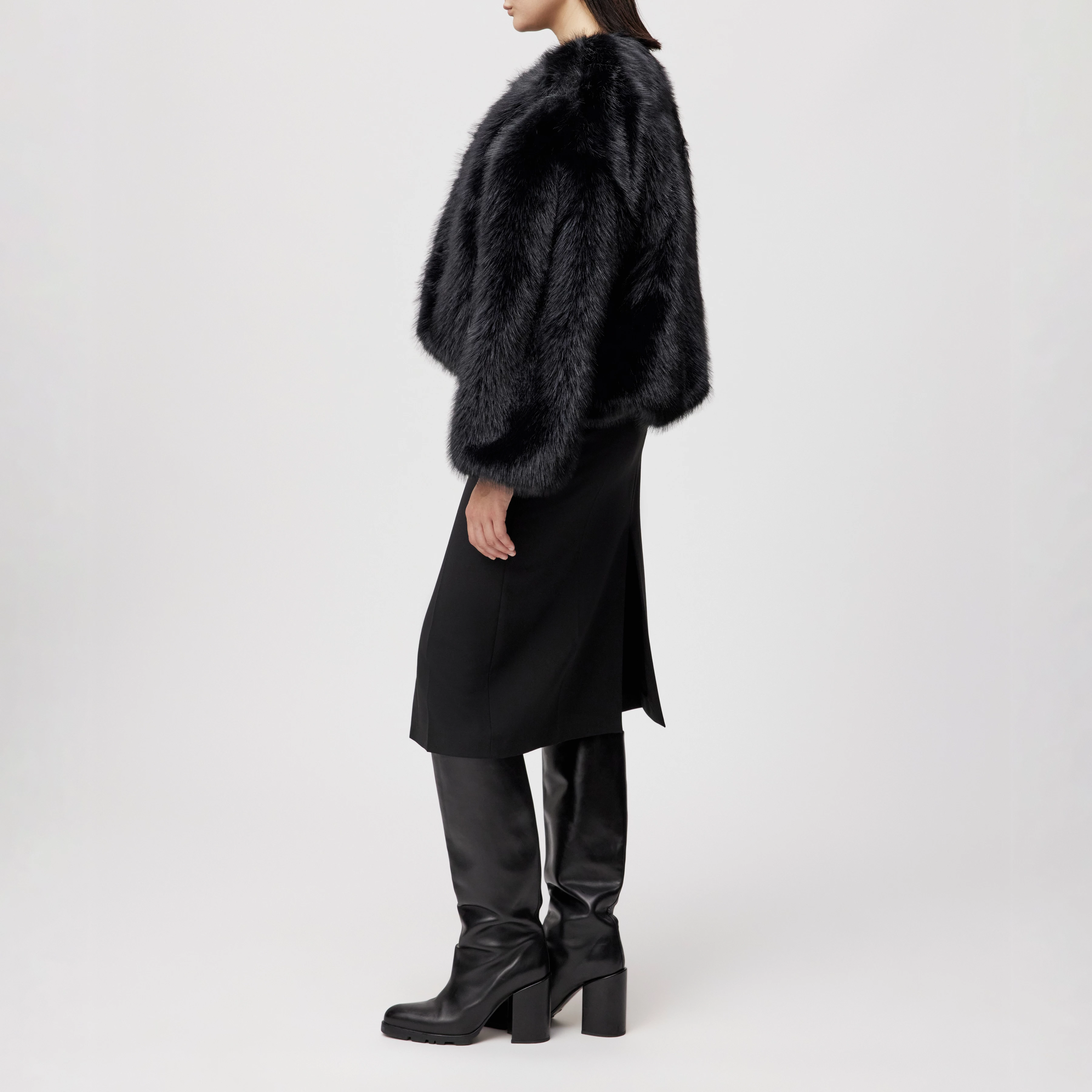 KILCHURN - Voluminöse Felljacke in Kunstfell - Damen - schwarz - Seitenansicht