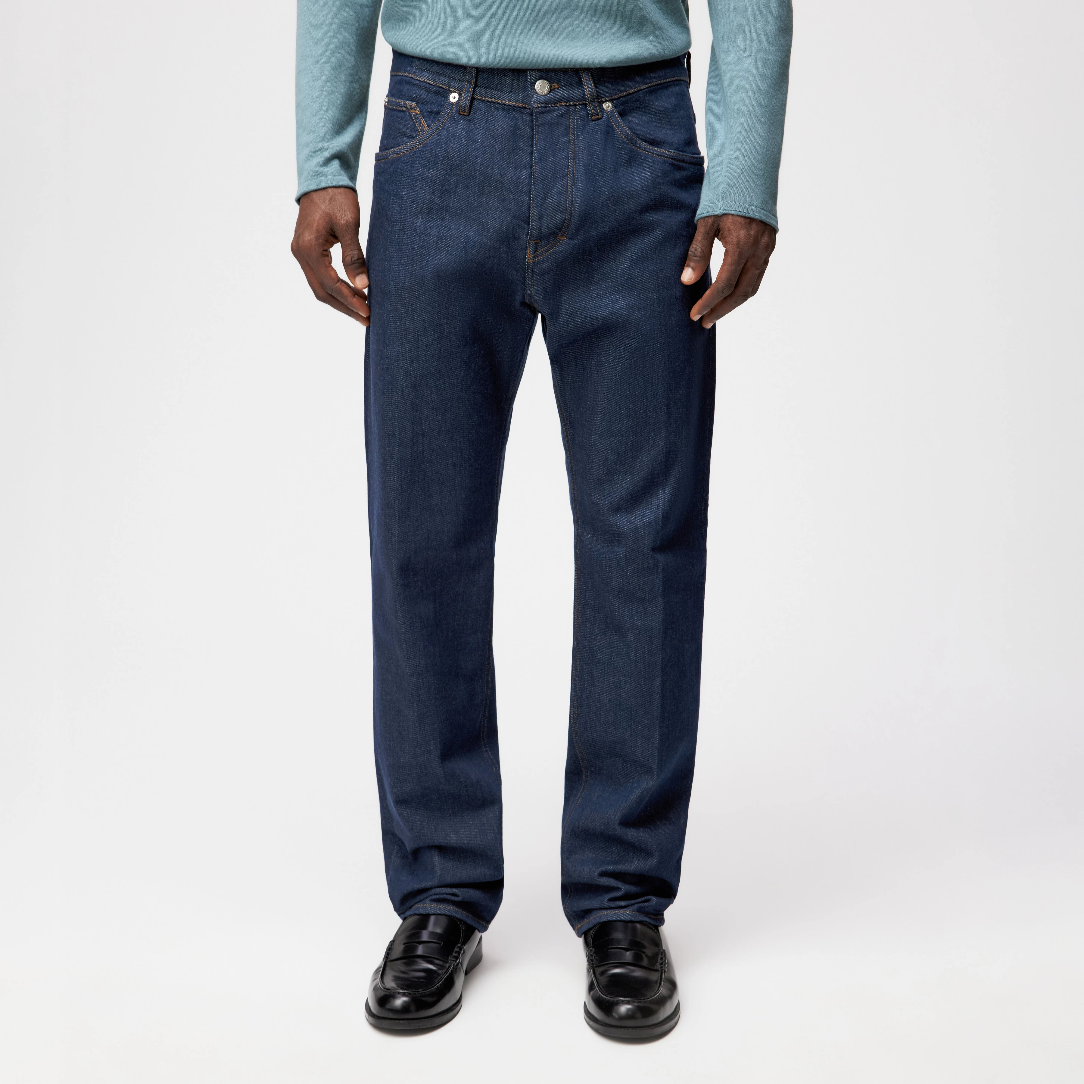 HIGHT - Relaxed Fit Jeans in Navy-Blue Denim - Herren - blau - Frontansicht